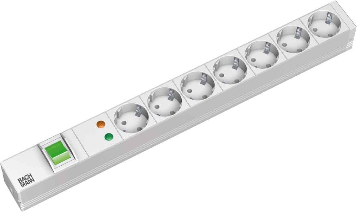 Bachmann Steckdosenleiste (Rack - einbaufähig) - Ausgangsanschlüsse: 7 - 1U - 48.3 cm (19")