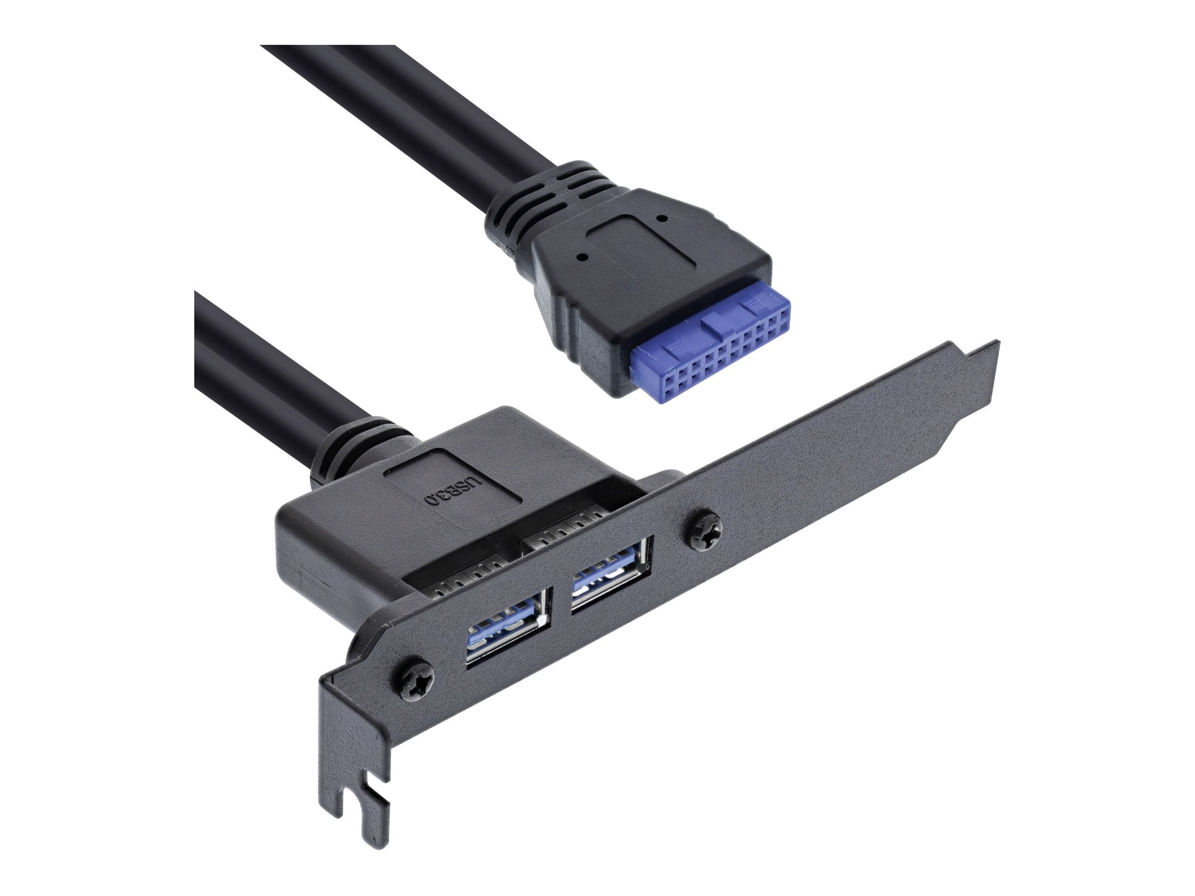 InLine Slotblech USB 3.2 Gen.1 - 2x USB-A Buchse auf intern Mainboard 0,5m