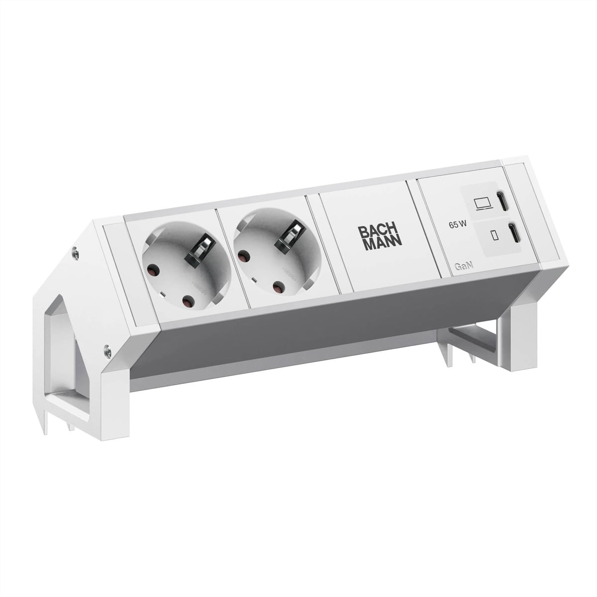 Bachmann DESK2 ALU WHITE 2xCEE7/3 1xUSB C/C 65W RAL9010