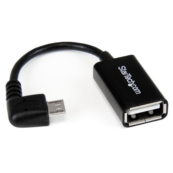 StarTech.com Micro USB rechts gewinkelt auf USB OTG Adapter Stecker / Buchse - Micro USB zu USB Kabel 12cm - On The Go Kabel - Schwarz - USB-Adapter - USB (W)