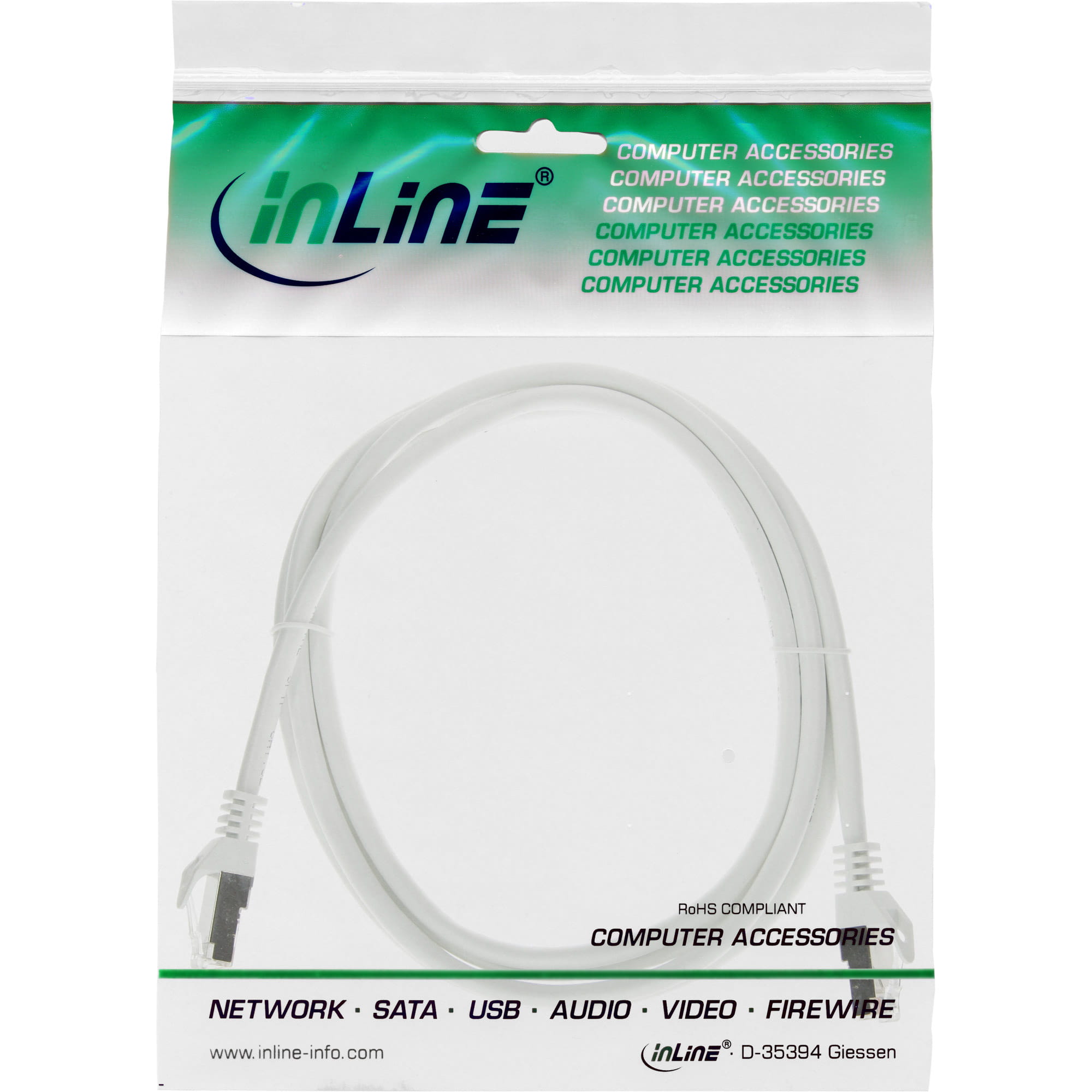 InLine Patchkabel - SF/UTP - Cat.5e - weiß - 0,5m