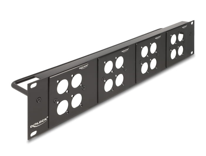 Delock Patchpanel (Blindblech) - 4 D-Typ Platten 86 x 86 mm und 4 Anschlüsse - Rack montierbar - Schwarz - 2U - 48.3 cm (19")