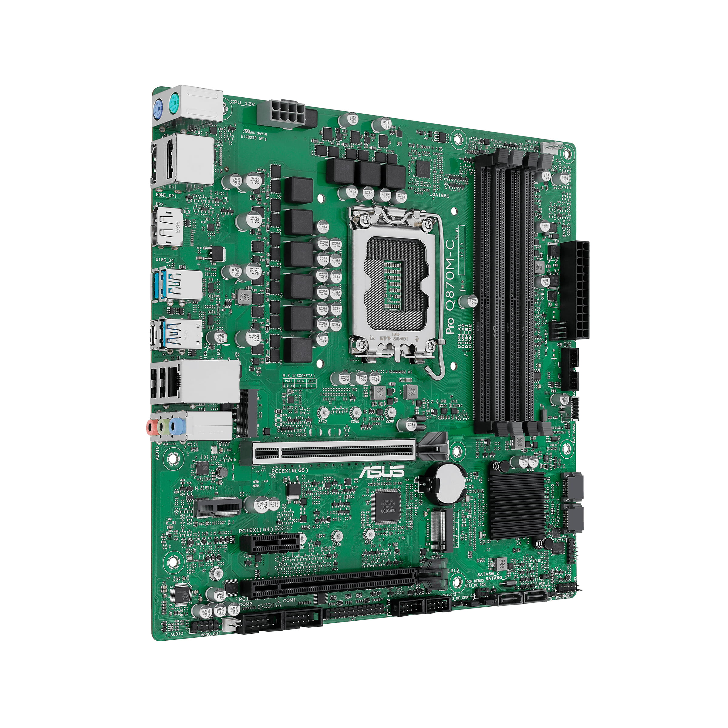 ASUS Pro Q870M-C-CSM - Motherboard - micro ATX - LGA1851 Sockel - Q870 Chipsatz - USB-C 3.2 Gen2, USB 3.2 Gen 1, USB 3.2 Gen 2 - Gigabit LAN - Onboard-Grafik (CPU erforderlich)
