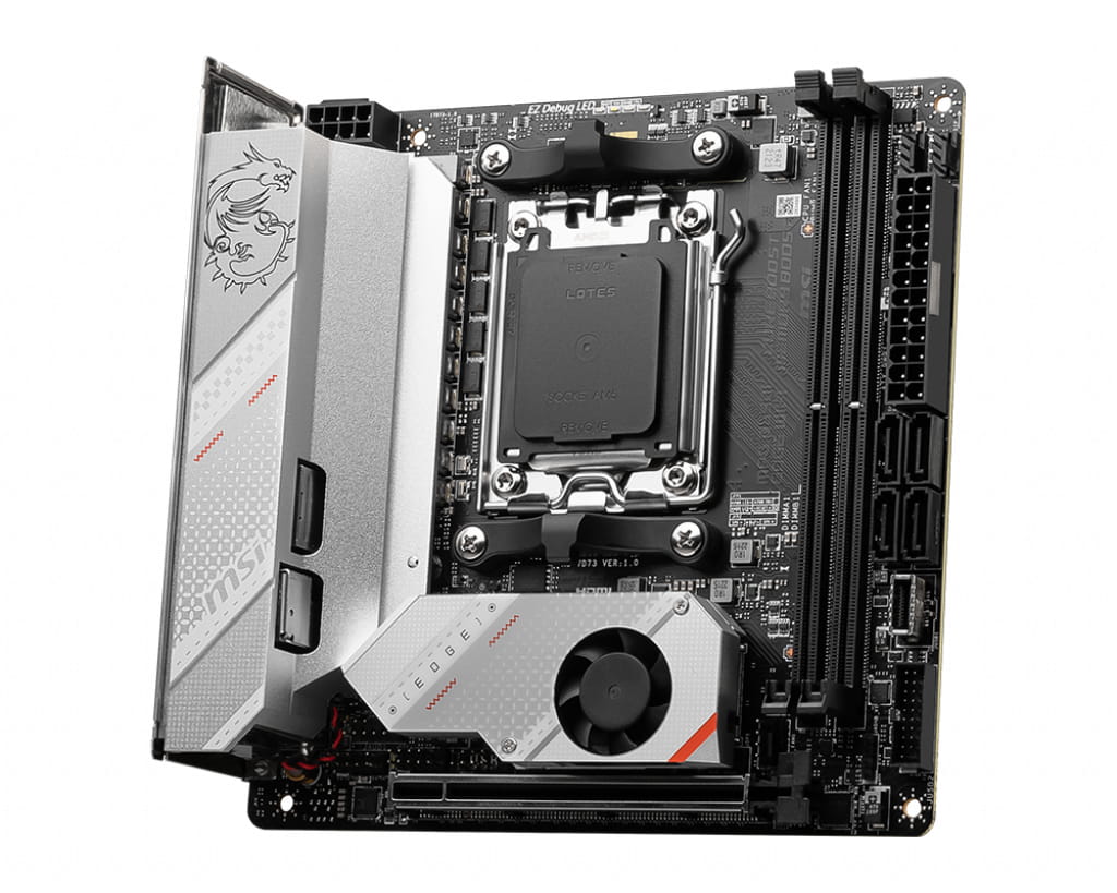 MSI MPG B650I EDGE WIFI - Motherboard - Mini-ITX - Socket AM5 - AMD B650 Chipsatz - USB 3.2 Gen 2, USB-C 3.2 Gen2, USB 3.2 Gen 1, USB-C 3.2 Gen 2x2 - 2.5 Gigabit LAN, Wi-Fi 6, Bluetooth - Onboard-Grafik (CPU erforderlich)