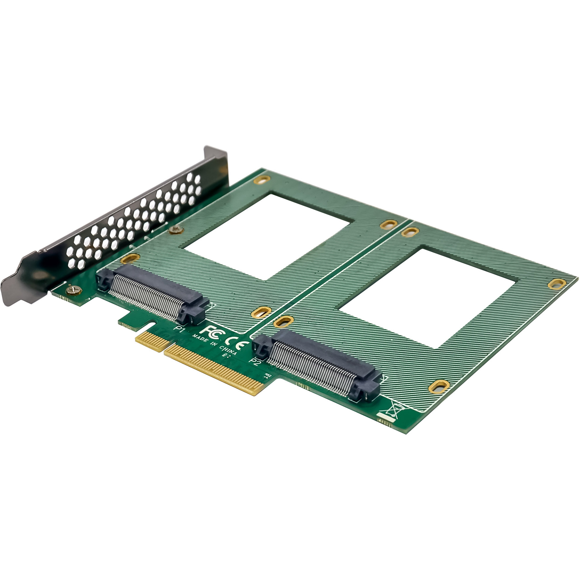 InLine PCIe Karte zu 2x intern U.2 NVMe SFF-8639 – Bifurcation - PCIe x8 - breit