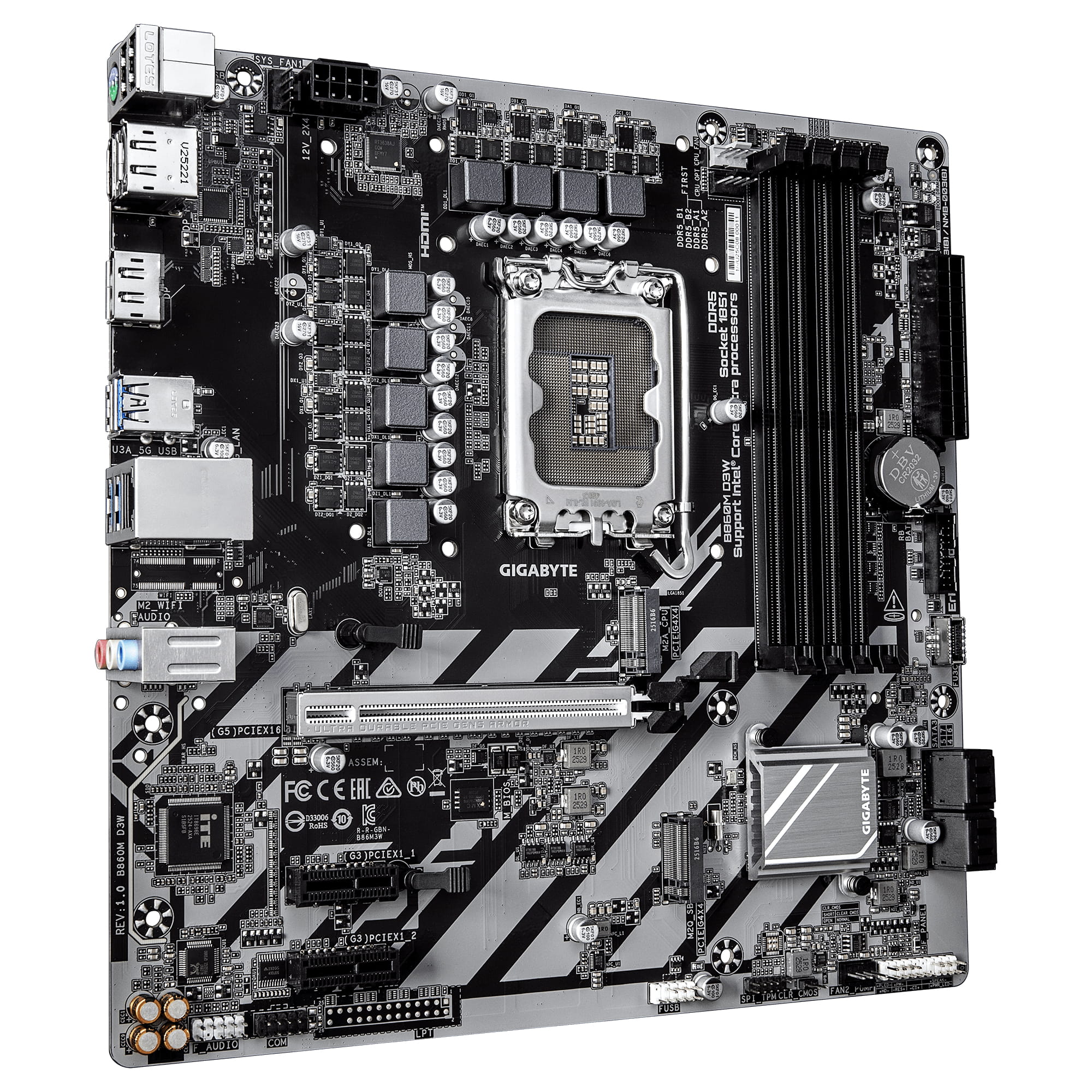 Gigabyte B860M D3W - Motherboard - micro ATX - LGA1851 Sockel - B860 Chipsatz - USB-C 3.2 Gen 1, USB 3.2 Gen 1 - Gigabit LAN - Onboard-Grafik (CPU erforderlich)