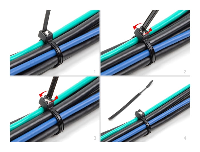 Delock Kabelbinder - selbstschneidend, Breite 4,8 mm - 20 cm - Schwarz (Packung mit 50)