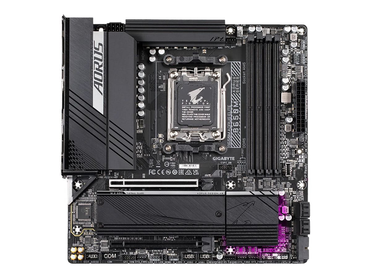Gigabyte AORUS B650M ELITE - 1.0 - Motherboard - micro ATX - Socket AM5 - AMD B650 Chipsatz - USB 3.2 Gen 2, USB-C 3.2 Gen2, USB 3.2 Gen 1, USB-C 3.2 Gen 2x2 - 2.5 Gigabit LAN - Onboard-Grafik (CPU erforderlich)