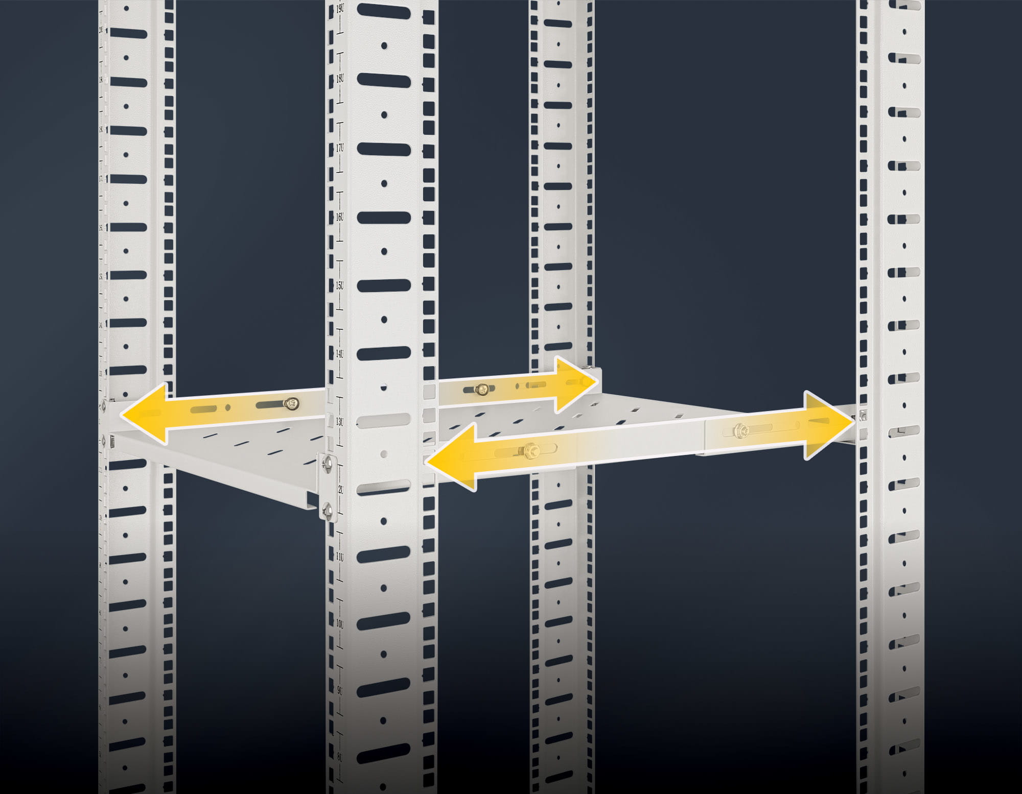 Intellinet Rack - Regal - mit variablen Schienen, feste Montage - Grau, RAL 7035 - 1U - 48.3 cm (19")