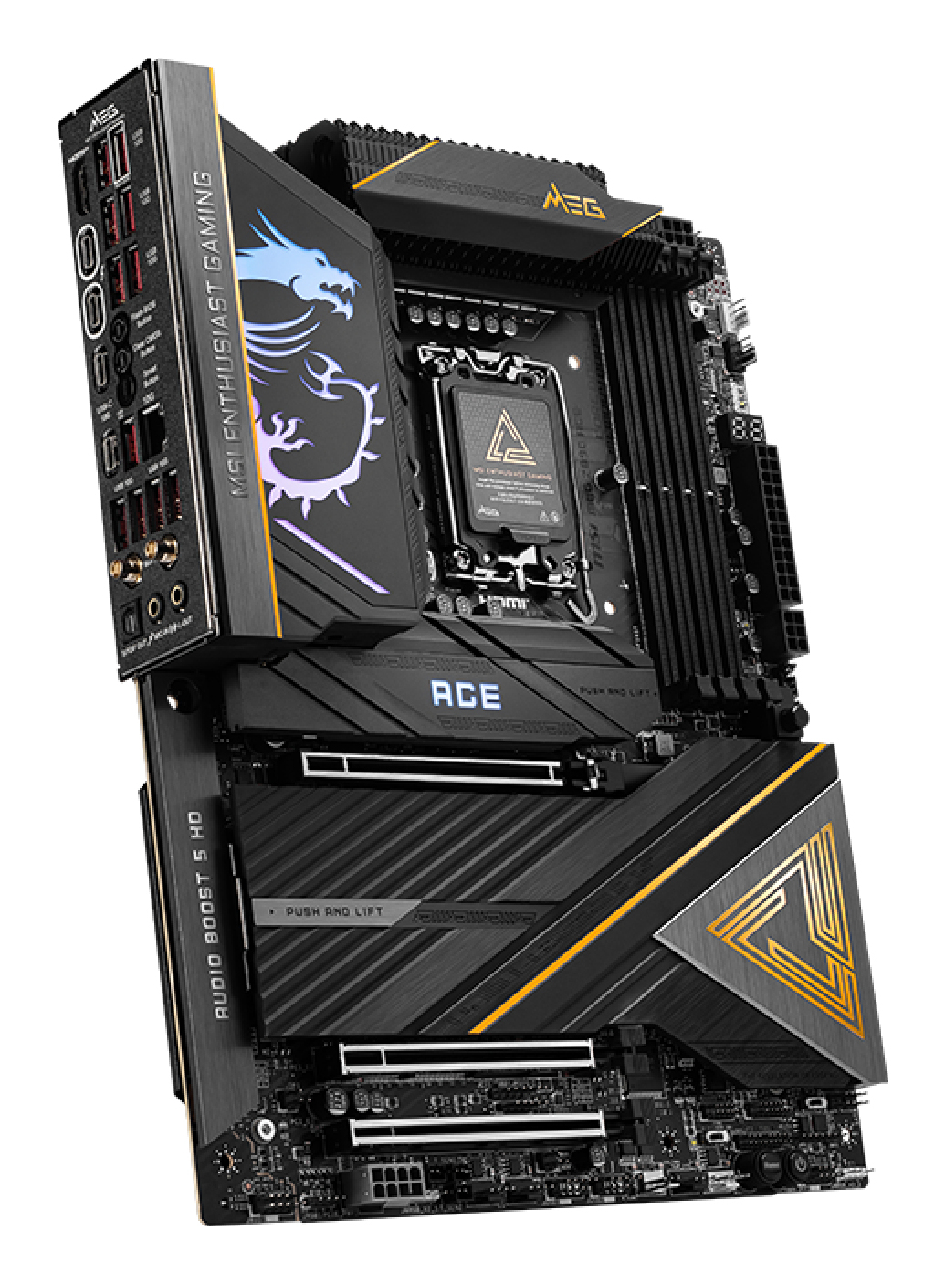 MSI MEG Z890 ACE - Motherboard - ATX - LGA1851 Sockel - Z890 Chipsatz - USB-C 3.2 Gen 2x2, USB 3.2 Gen 1, USB 3.2 Gen 2, USB4, USB-C 3.2 Gen2 - 10 Gigabit LAN, Wi-Fi 7, Bluetooth - Onboard-Grafik (CPU erforderlich)