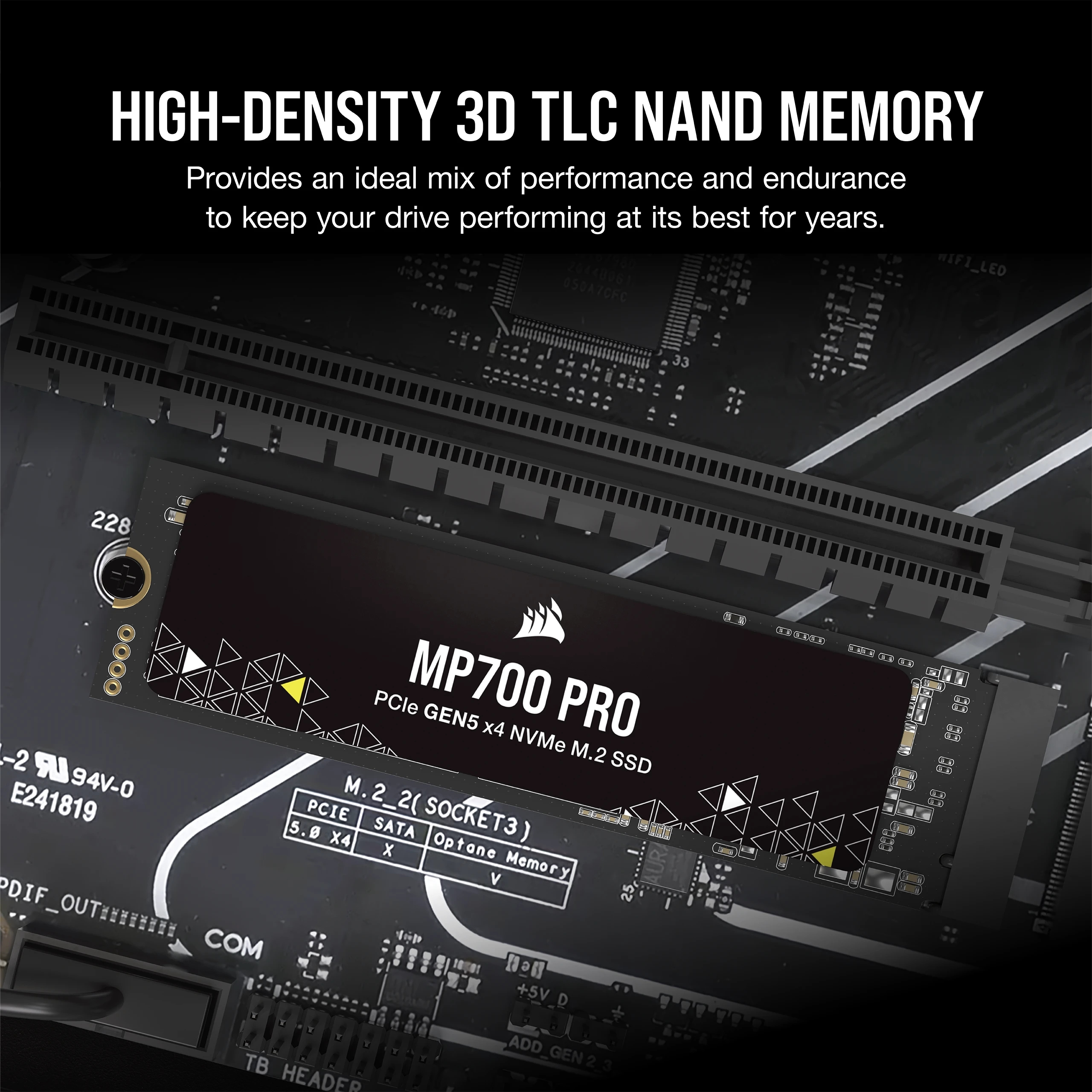 Corsair MP700 PRO - SSD - 1 TB - intern - M.2 2280 - PCI Express 5.0 x4 (NVMe)