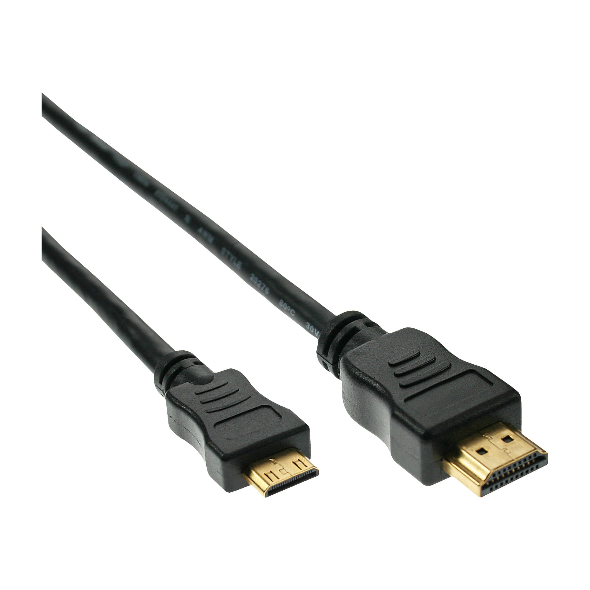 InLine High Speed HDMI Mini Kabel - Stecker A auf C - verg. Kont. - schwarz - 1m