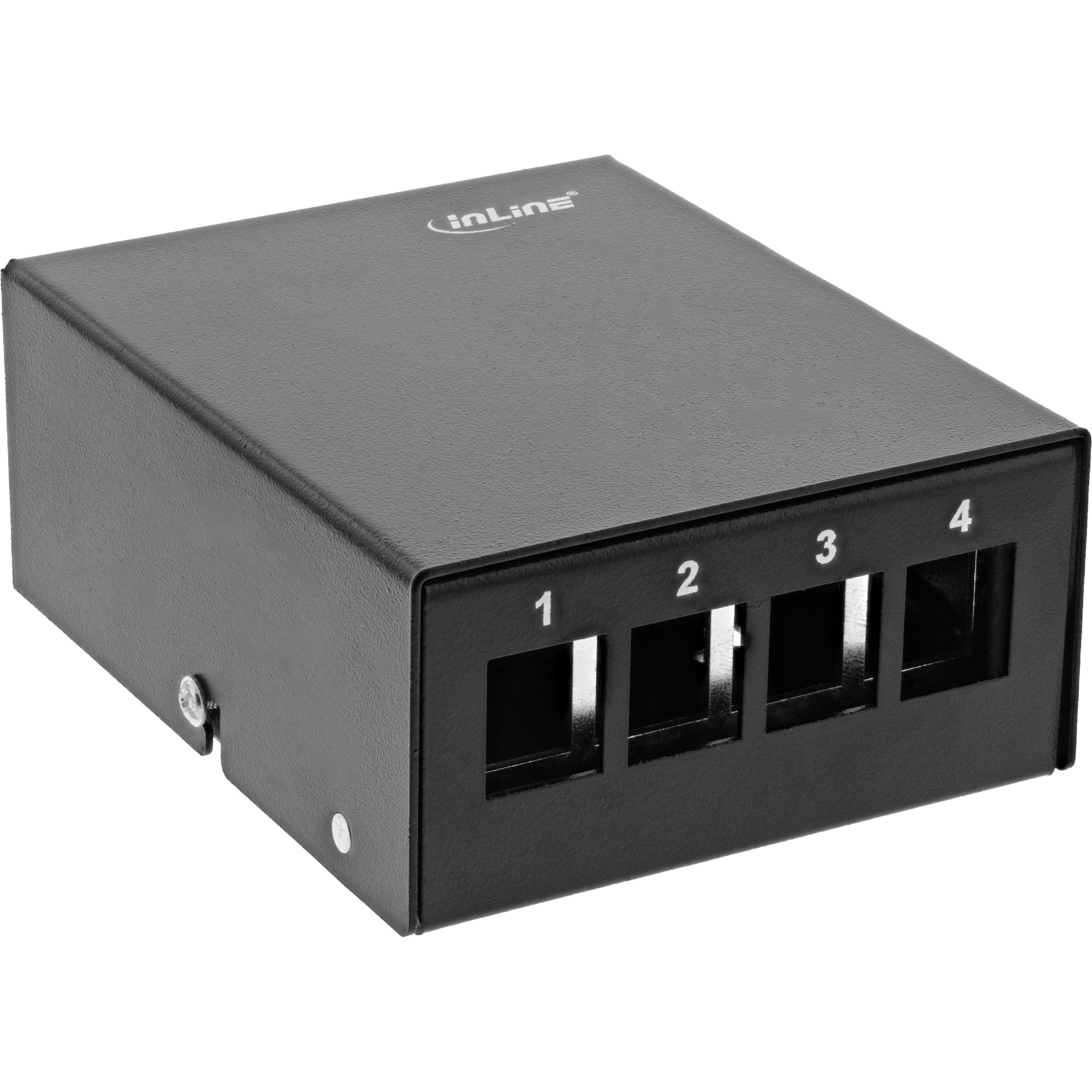 InLine Patchfeld-Dose Aufputz für 4x Keystone RJ45 - Metall - schwarz RAL9005