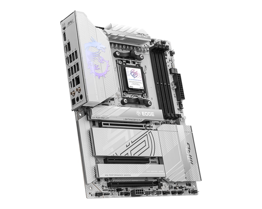 MSI MPG X870E EDGE TI WIFI - Motherboard - ATX - Socket AM5 - AMD X870E Chipsatz - USB4, USB-C 3.2 Gen 2x2, USB-C 3.2 Gen2, USB 3.2 Gen 2, USB 3.2 Gen 1 - 5 Gigabit Ethernet, Wi-Fi 7, Bluetooth - Onboard-Grafik (CPU erforderlich)