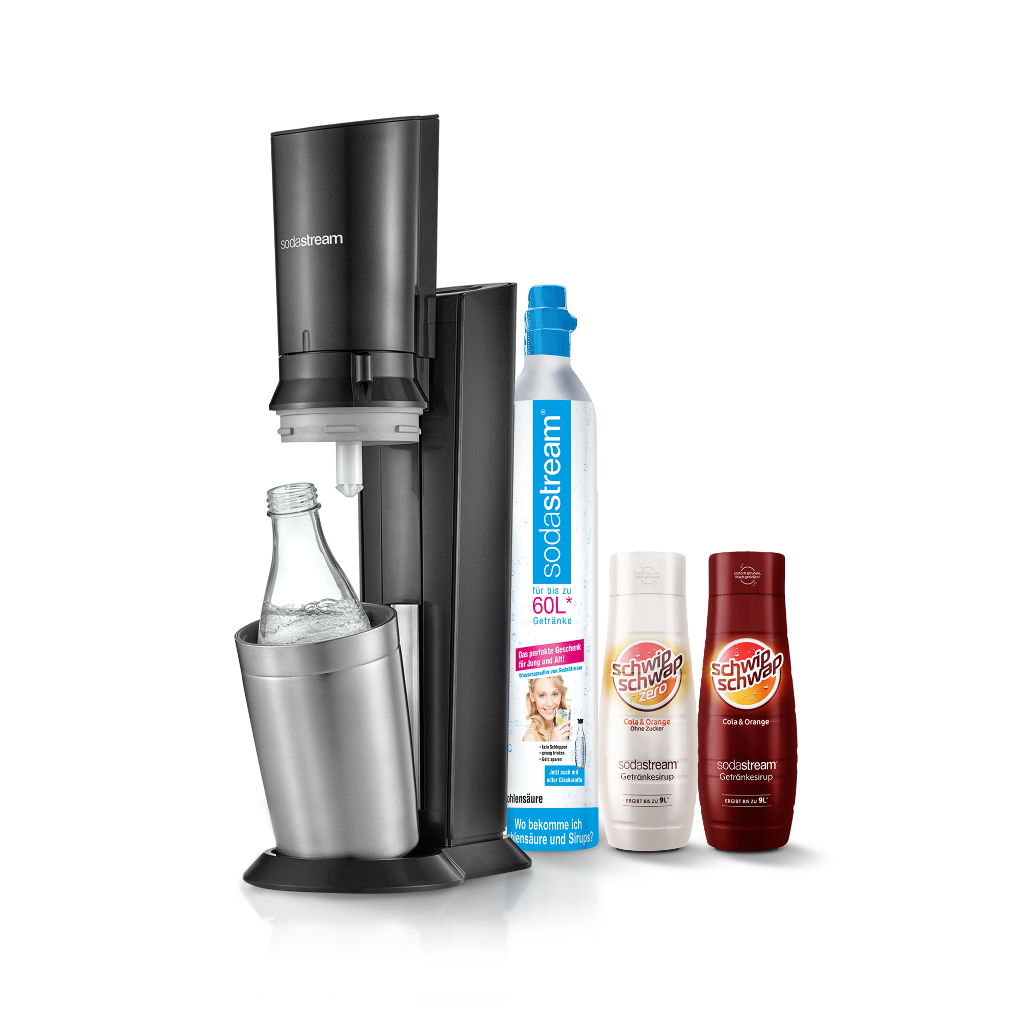 SodaStream Crystal 2.0, Schwarz, Glas, 60 l