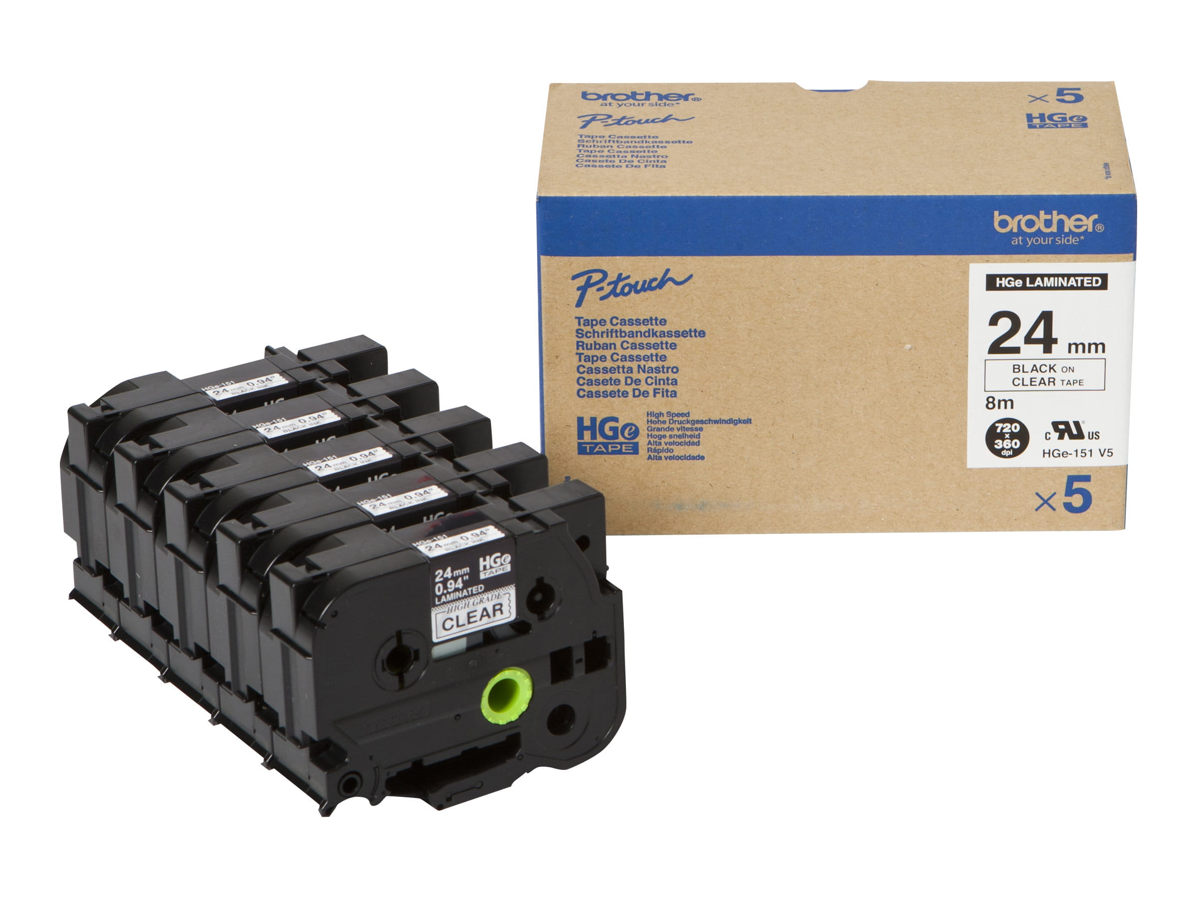 Brother HGE-151V5 - Schwarz auf durchsichtig - Rolle (2,4 cm x 8 m)