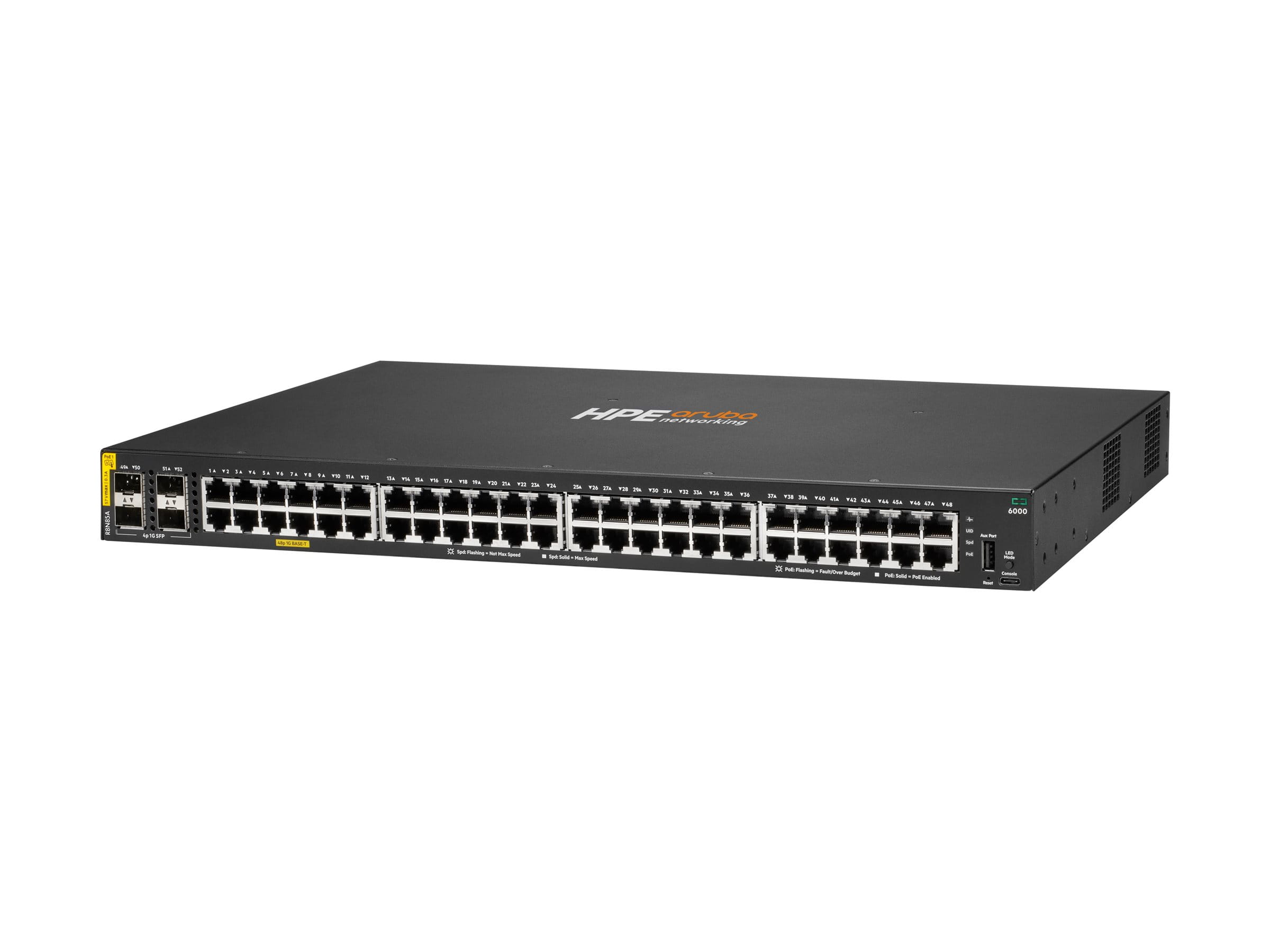 HPE Aruba Networking 6000 48G Class4 PoE 4SFP 370W Switch - Switch - managed - 48 x 10/100/1000 (PoE+)