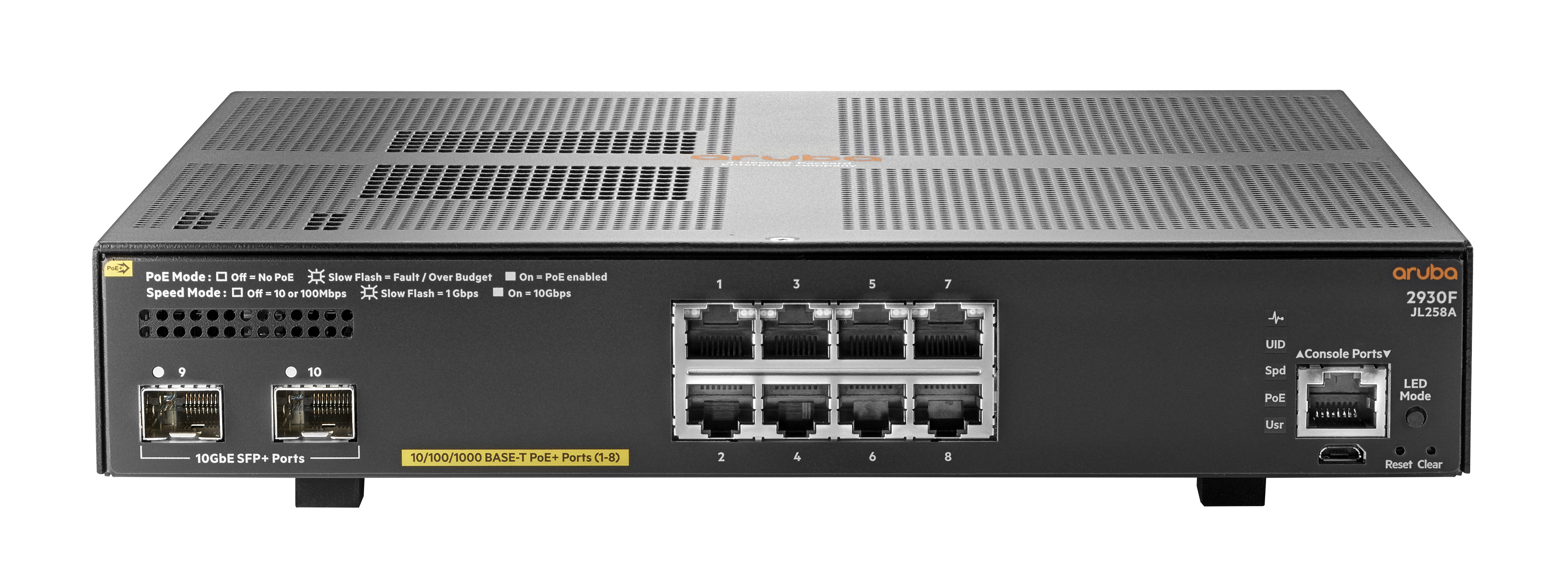 HPE Aruba Networking 2930F 8G PoE+ 2SFP+ - Switch - L3 - managed - 8 x 10/100/1000 (PoE+)