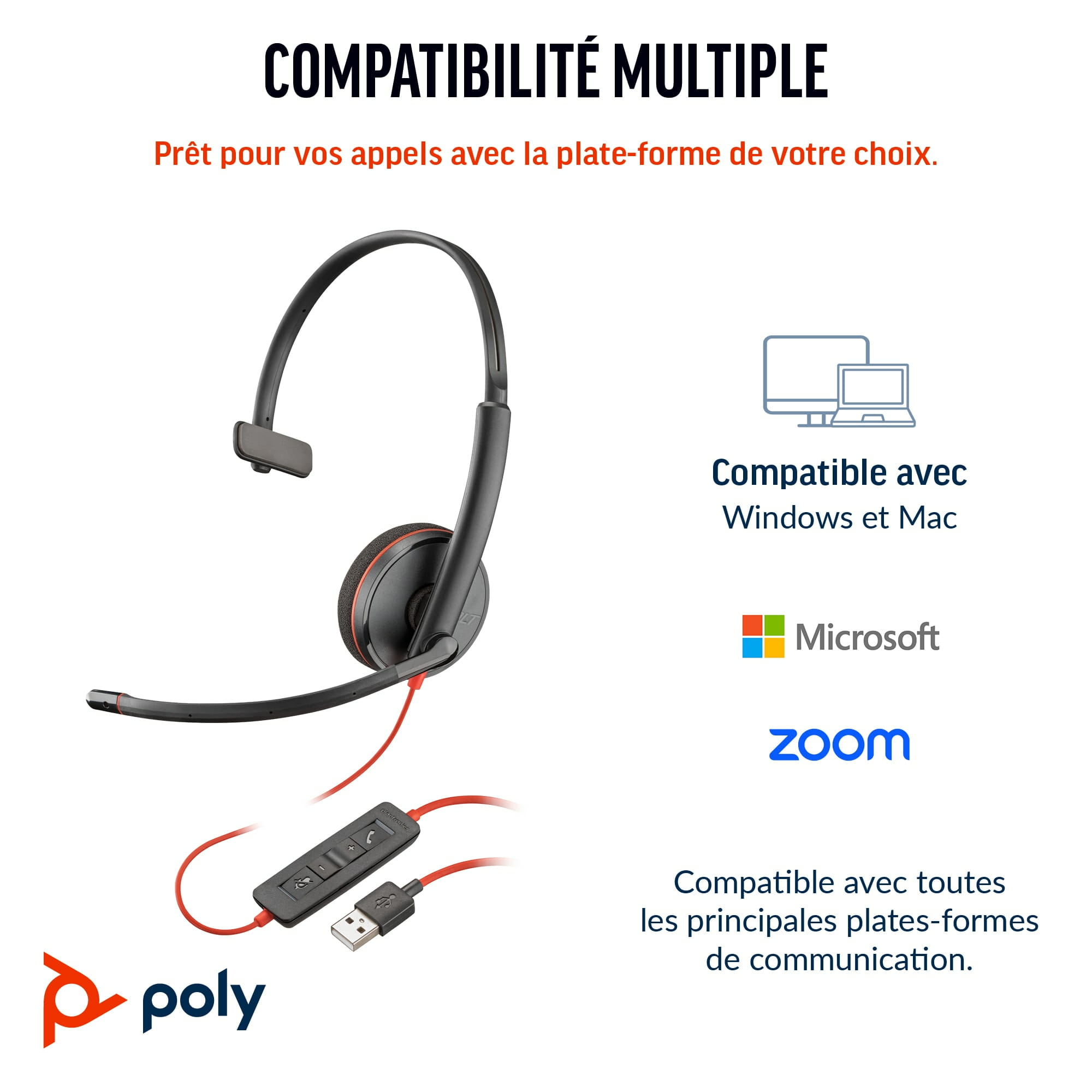 Poly Blackwire 3210 - Blackwire 3200 Series - Headset Poly Blackwire 3210 - Blackwire 3200 Series - Headset