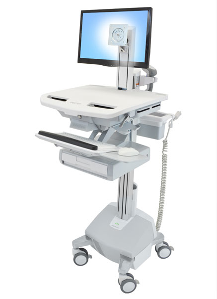Ergotron Wagen - für LCD-Display / PC-Ausrüstung - medizinisch - Aluminium, verzinker Stahl, hochwertiger Kunststoff - Grau, weiß, Polished Aluminum - Bildschirmgröße: bis zu 55,9 cm (bis zu 22 Zoll)