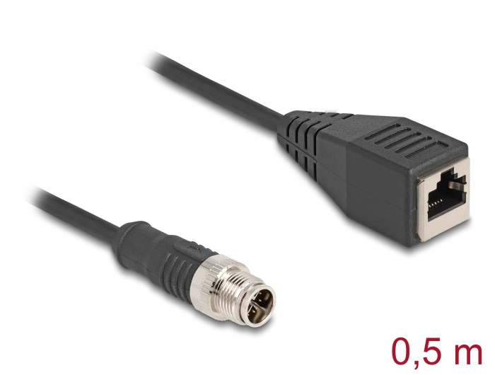Delock Netzwerkkabel - 8-polig M12 (M) zu RJ-45 (W)