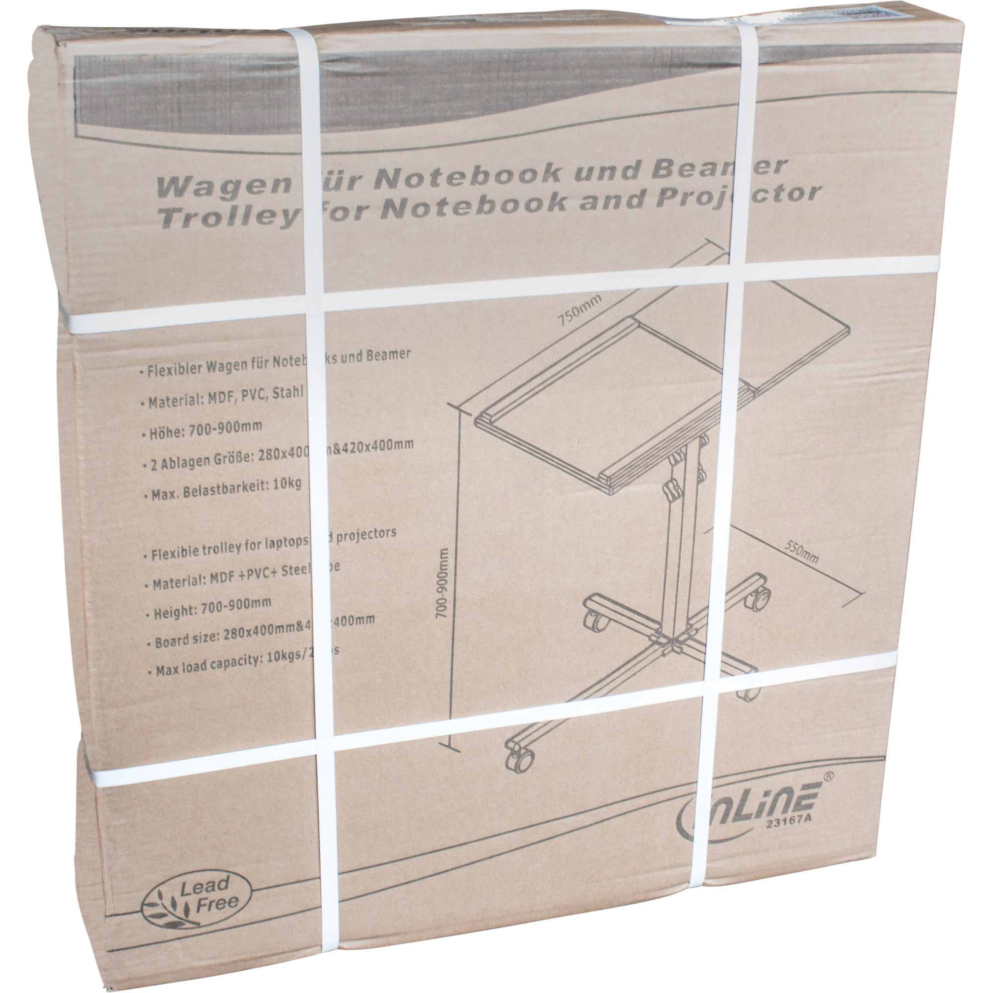 InLine Notebook / Beamer Wagen - Höhe 70-90cm