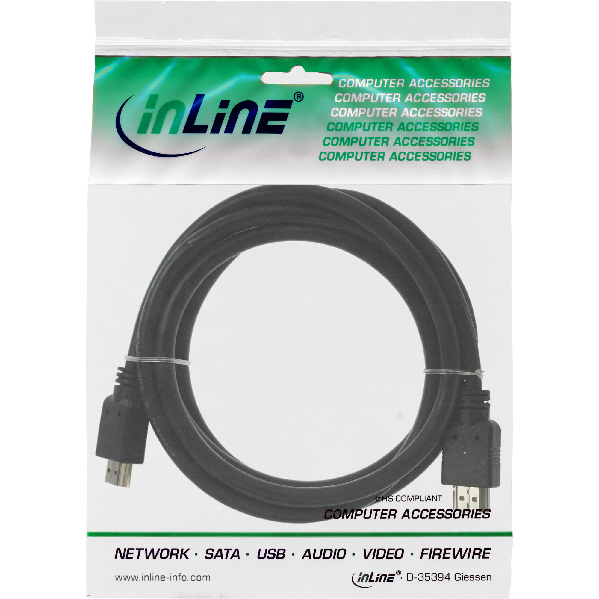 InLine HDMI Kabel - HDMI-High Speed - Stecker / Stecker - schwarz - 7,5m