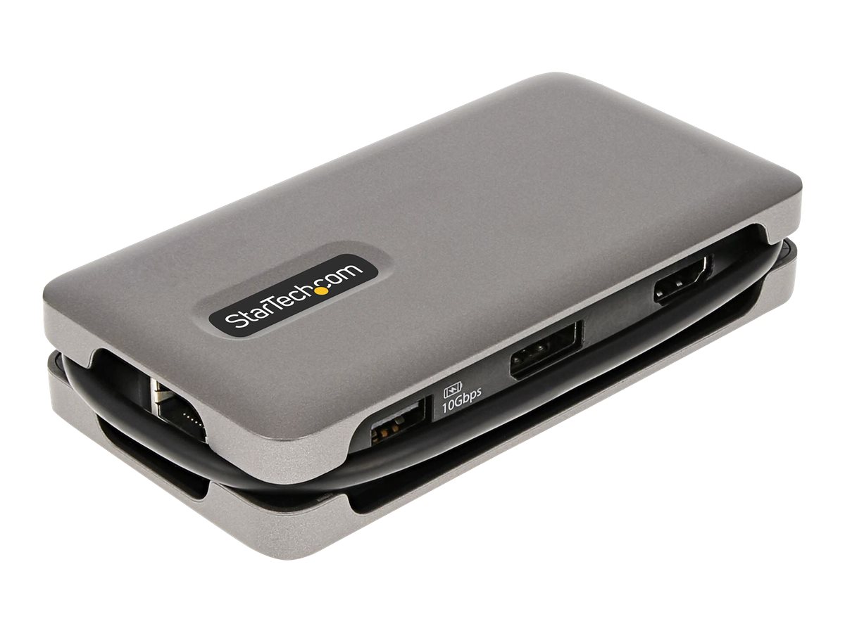 StarTech.com USB-C Multiport Adapter, 4K 60Hz HDMI/DP Video, 3-Port USB Hub, 100W Power Delivery Pass-Through, GbE, USB Type-C Travel Dock w/ Charging, 1ft/30cm Wrap-Around Cable - Mini Laptop Docking Station (DKT31CDHPD3)