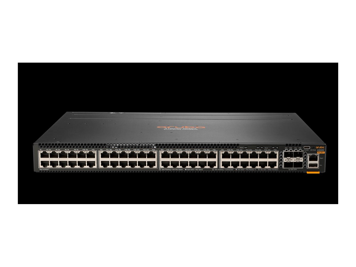 HPE Aruba Networking 6300M - Switch - L3 - managed - 48 x 10/100/1000 + 4 x 1 Gigabit / 10 Gigabit / 25 Gigabit / 50 Gigabit SFP56 (Uplink / Stacking)