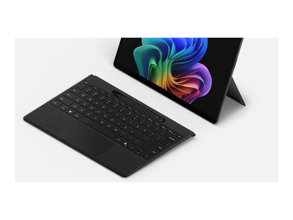 Microsoft Surface Pro Flex Keyboard - Tastatur - mit Touchpad, Beschleunigungsmesser, Surface Slim Pen 2 Ablage- und Ladeschale - hinterleuchtet - kabellos - Bluetooth LE - QWERTY - Englisch - Schwarz - mit Slim Pen - für Microsoft Surface Pro 8, Pro 8 