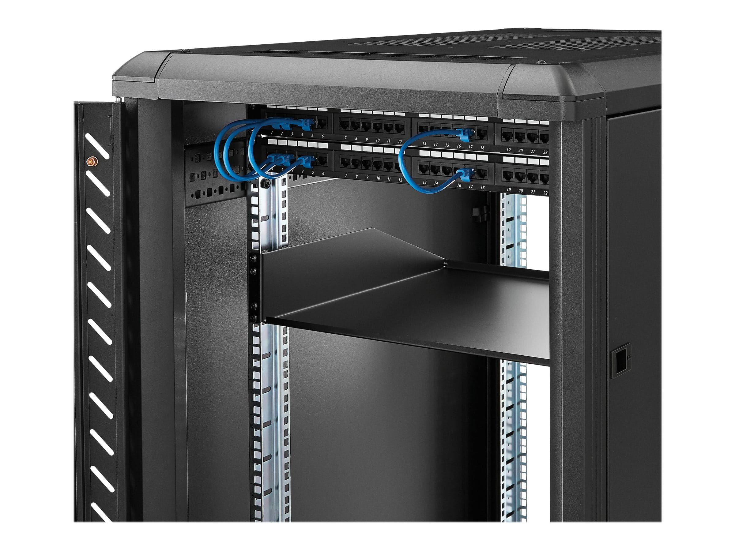 StarTech.com 2 HE 19 Fest montierbarer Schwerlast Fachboden für Server Rack/ Schrank bis 56 Kg - Fachboden für Serverschrank 45cm Tief - Rack - Regal - Schwarz - 2U - 48.3 cm (19") StarTech.com 2 HE 19 Fest montierbarer Schwerlast Fachboden für Server Rack/ Schrank bis 56 Kg - Fachboden für Serverschrank 45cm Tief - Rack - Regal - Schwarz - 2U - 48.3 cm (19")