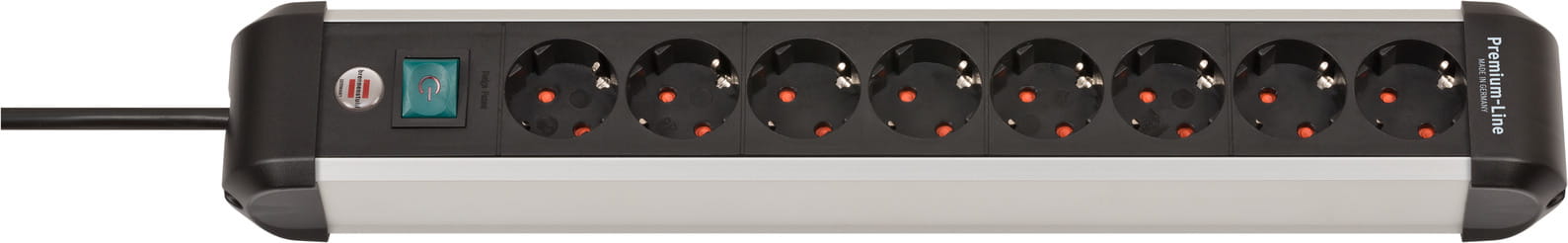 Brennenstuhl 1391030800, 3 m, Indoor, Abgewinkelt, IP20, Schwarz, Silber, 8 AC-Ausgänge