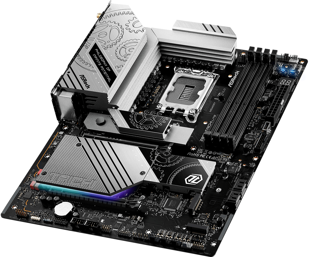 ASRock Z890 TAICHI LITE - Motherboard - ATX - LGA1851-Sockel - Z890 Chipsatz - USB4, USB-C 3.2 Gen 2x2, USB 3.2 Gen 1, USB 3.2 Gen 2 - 2.5 Gigabit LAN, 5 Gigabit Ethernet, Wi-Fi 7, Bluetooth - Onboard-Grafik (CPU erforderlich)