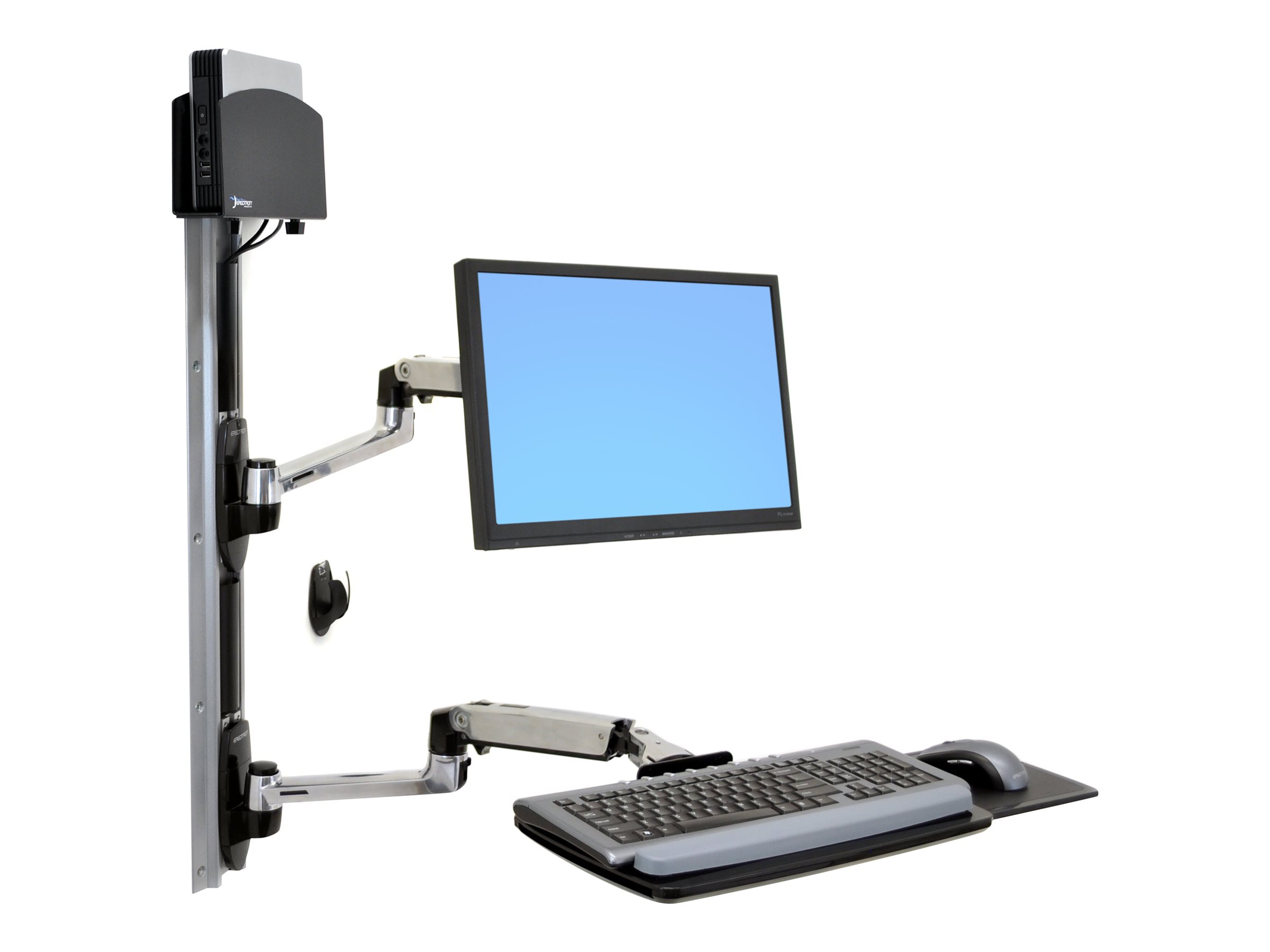 Ergotron LX - Befestigungskit (CPU-Halter, Maushalterung, 2 Schienenabdeckungen, Tastaturarm, 2 Kabelkanäle, Handgelenkkissen, Wandschiene 10", Wandschiene 34", Display-Befestigung, Mauspad) - für LCD-Display / PC-Ausrüstung - kleiner CPU-Halter - Sch Ergotron LX - Befestigungskit (CPU-Halter, Maushalterung, 2 Schienenabdeckungen, Tastaturarm, 2 Kabelkanäle, Handgelenkkissen, Wandschiene 10", Wandschiene 34", Display-Befestigung, Mauspad) - für LCD-Display / PC-Ausrüstung - kleiner CPU-Halter - Sch