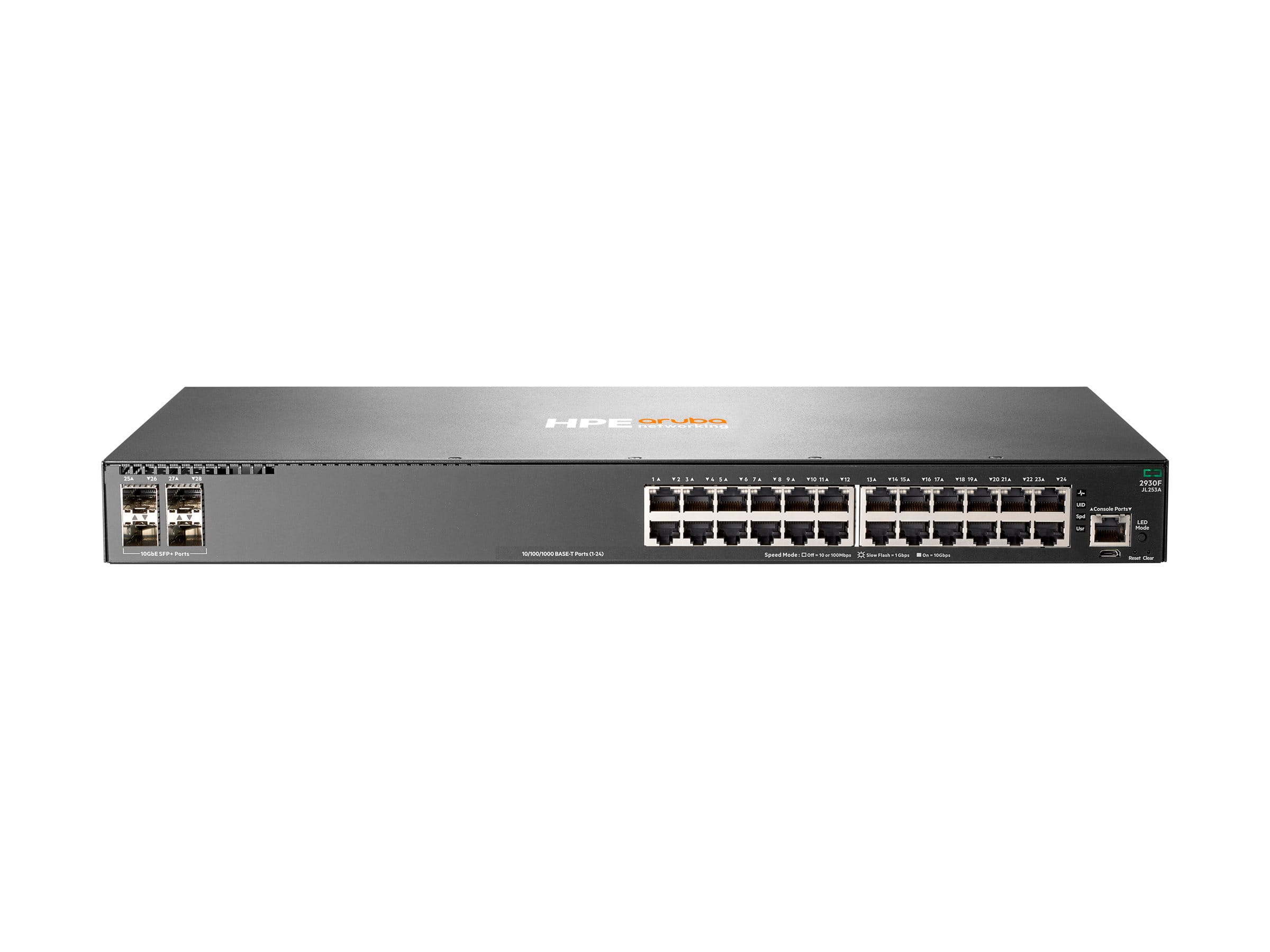 HPE Aruba 2930F 24G 4SFP+ - Switch - L3 - managed - 24 x 10/100/1000 + 4 x 1 Gigabit/10 Gigabit SFP+ (Uplink)