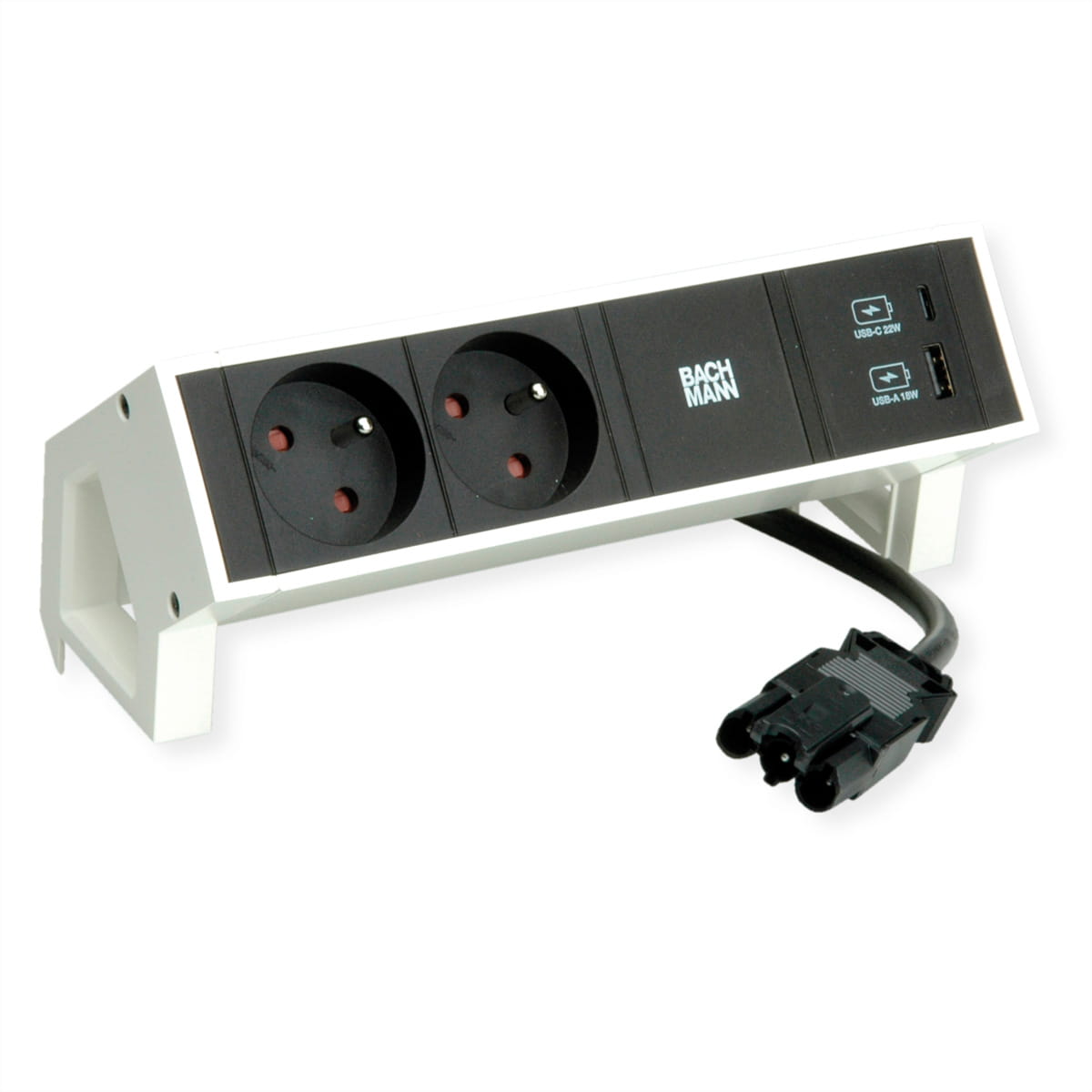 Bachmann DESK 2 - Steckdosenleiste - Eingabe, Eingang GST18 - Ausgangsanschlüsse: 2 (2 x Frankreich / UTE, 24 pin USB-C, USB)
