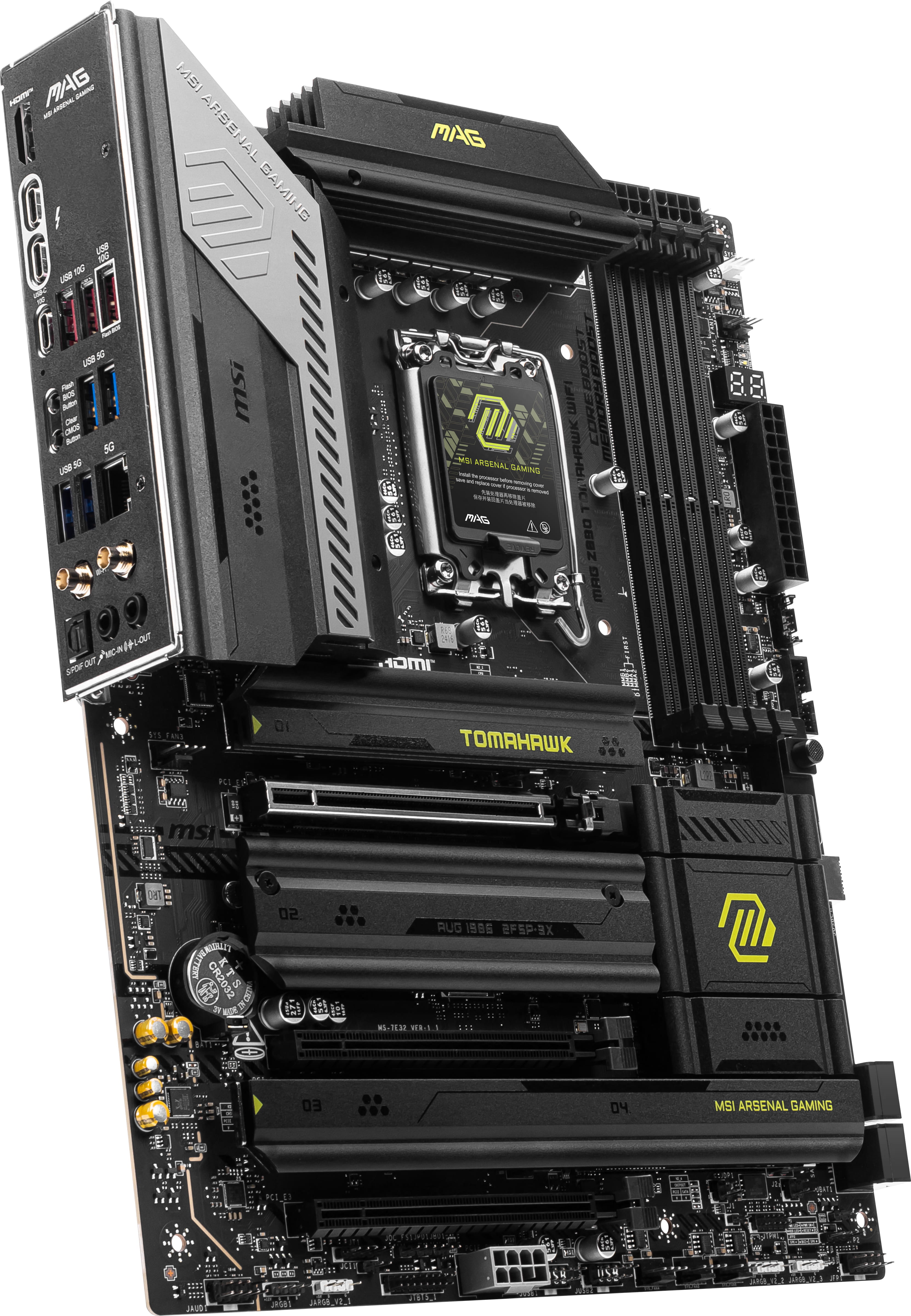 MSI MAG Z890 TOMAHAWK WIFI - Motherboard - ATX - LGA1851-Sockel - Z890 Chipsatz - USB 3.2 Gen 1, USB 3.2 Gen 2, USB-C 3.2 Gen2, USB4, USB-C 3.2 Gen 2x2 - 5 Gigabit Ethernet, Wi-Fi 7, Bluetooth - Onboard-Grafik (CPU erforderlich)