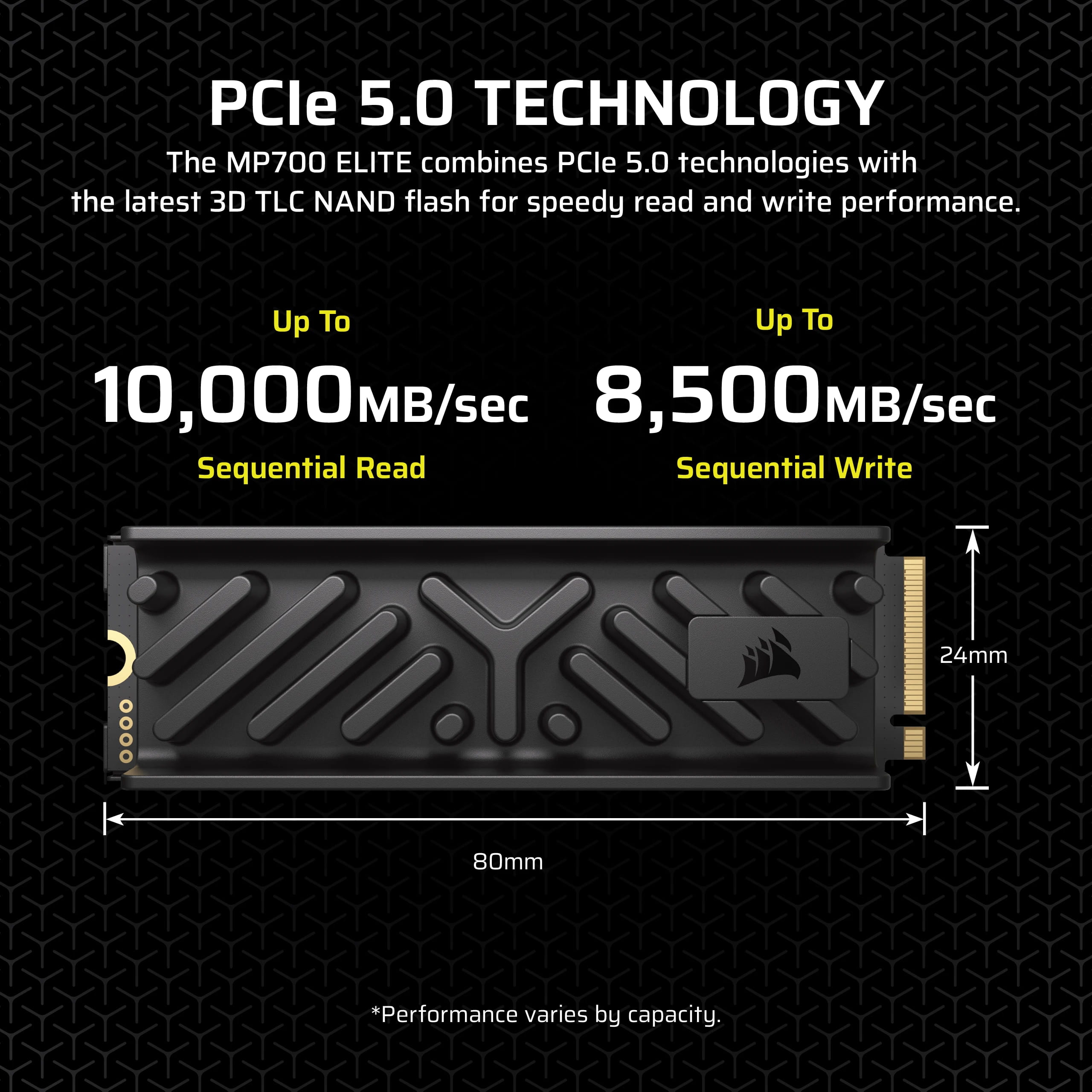 Corsair MP700 ELITE - SSD - 1 TB - mit Kühlkörper - intern - M.2 2280 - PCI Express 5.0 x4 (NVMe)