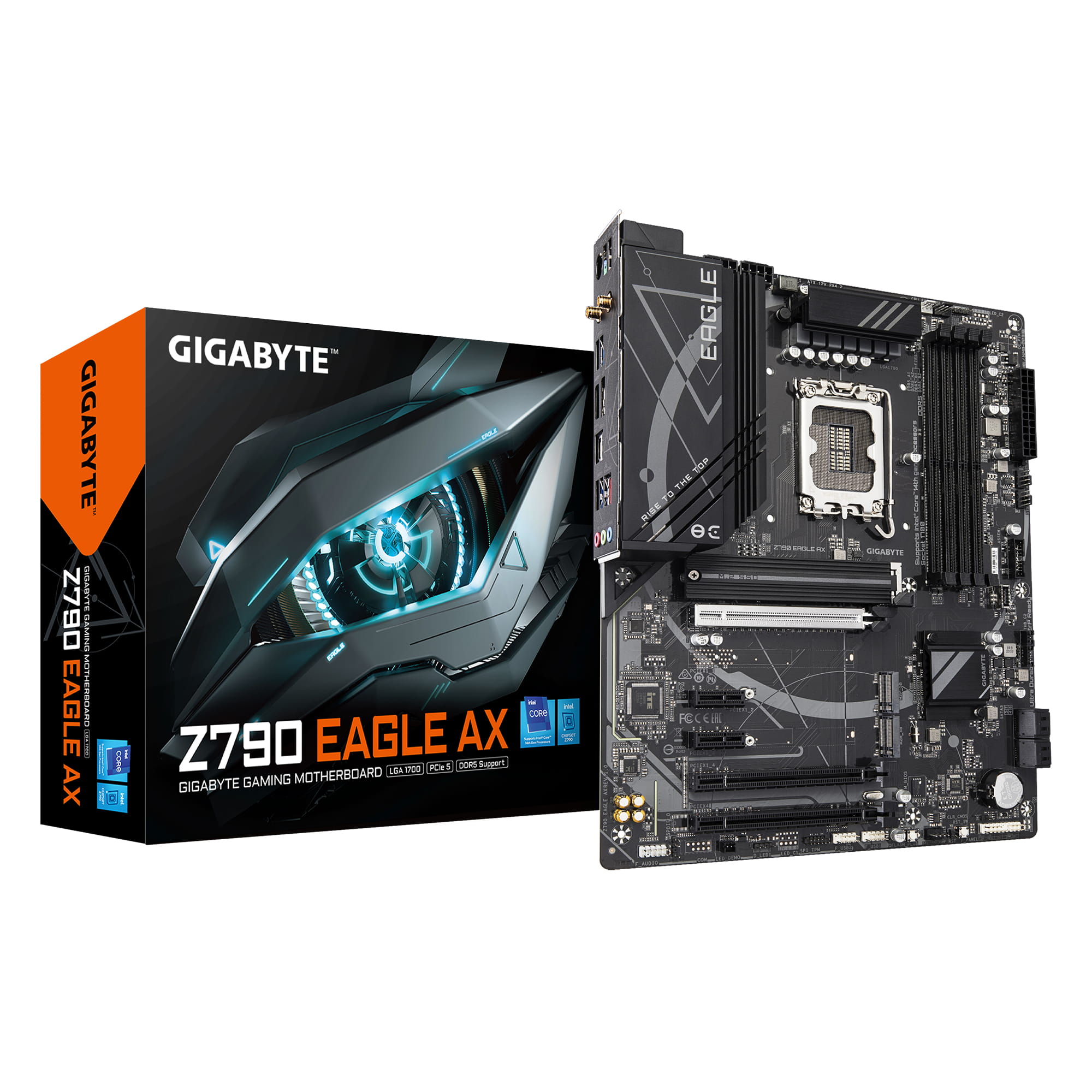 Gigabyte Z790 EAGLE AX - 1.0 - Motherboard - ATX - LGA1700 Sockel - Z790 Chipsatz - USB-C 3.2 Gen2, USB-C 3.2 Gen 1, USB 3.2 Gen 1, USB 3.2 Gen 2 - 2.5 Gigabit LAN, Wi-Fi 6E, Bluetooth - Onboard-Grafik (CPU erforderlich)