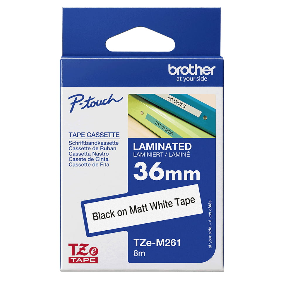 Brother TZe-M261 - Matt - selbstklebend - Schwarz auf matt Weiß - Rolle (3,6 cm x 8 m)