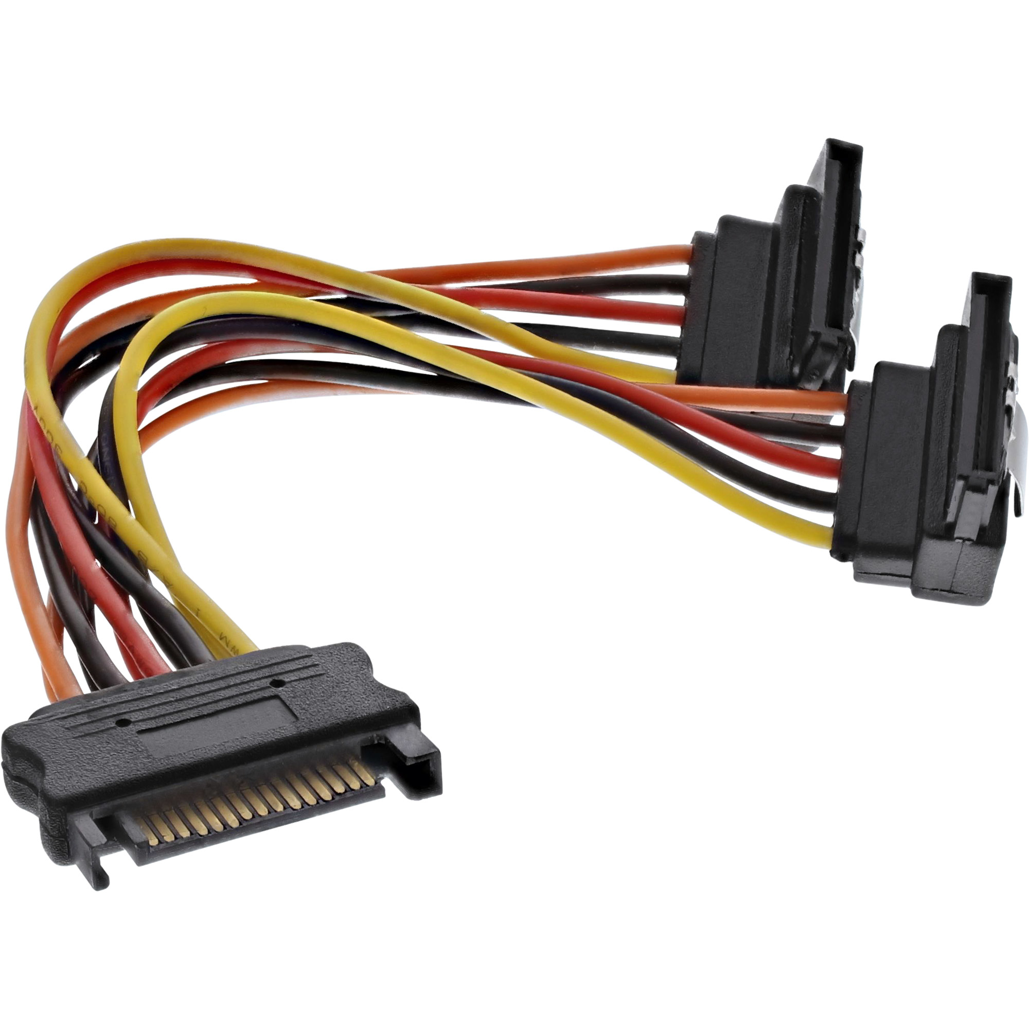 InLine SATA Strom-Y-Kab. - SATA BU/2x SATA ST gew. - m. Sicherheitslaschen - 0,15m