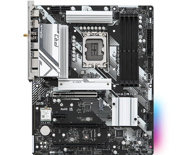 ASRock B760 Pro RS WiFi - Motherboard - ATX - LGA1700 Sockel - B760 Chipsatz - USB-C 3.2 Gen2, USB 3.2 Gen 2, USB 3.2 Gen 1 - 2.5 Gigabit LAN, Wi-Fi 6E, Bluetooth - Onboard-Grafik (CPU erforderlich)