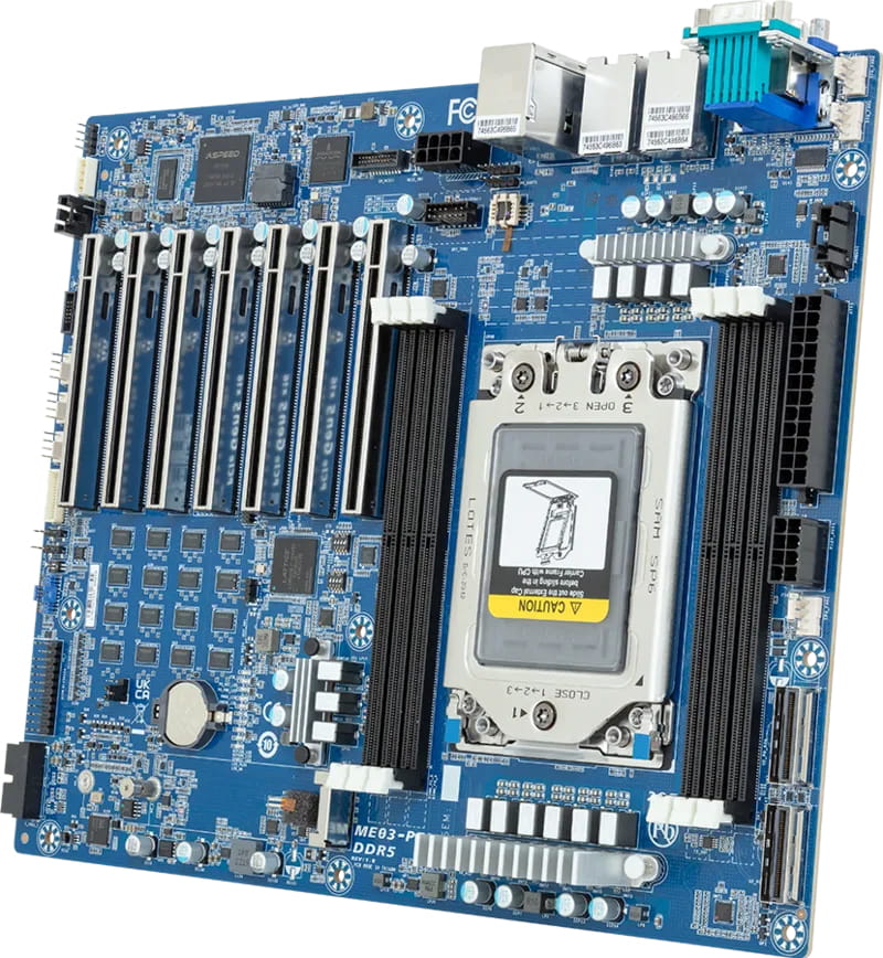 Gigabyte ME03-PE0, AMD, Socket SP6, AMD EPYC 8004, AMD EPYC 8005 Series, SP6, DDR5-SDRAM, DIMM