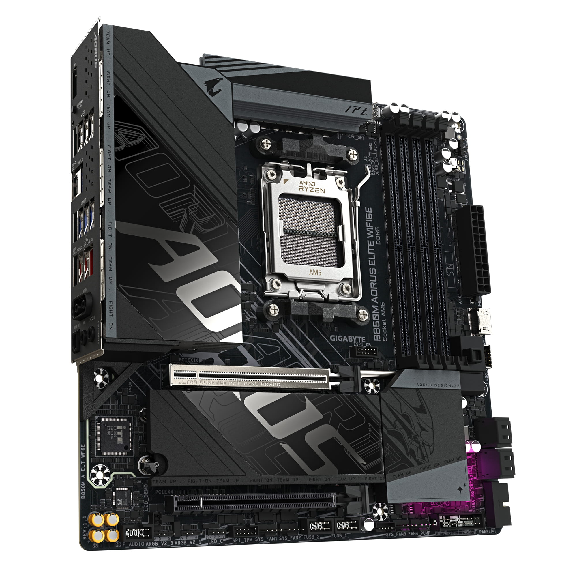 Gigabyte AORUS B850M ELITE WIFI6E - Motherboard - micro ATX - Socket AM5 - AMD B850 Chipsatz - USB-C 3.2 Gen 2x2, USB-C 3.2 Gen2, USB 3.2 Gen 1, USB 3.2 Gen 2 - Bluetooth, 2.5 Gigabit LAN, Wi-Fi 6E - Onboard-Grafik (CPU erforderlich)