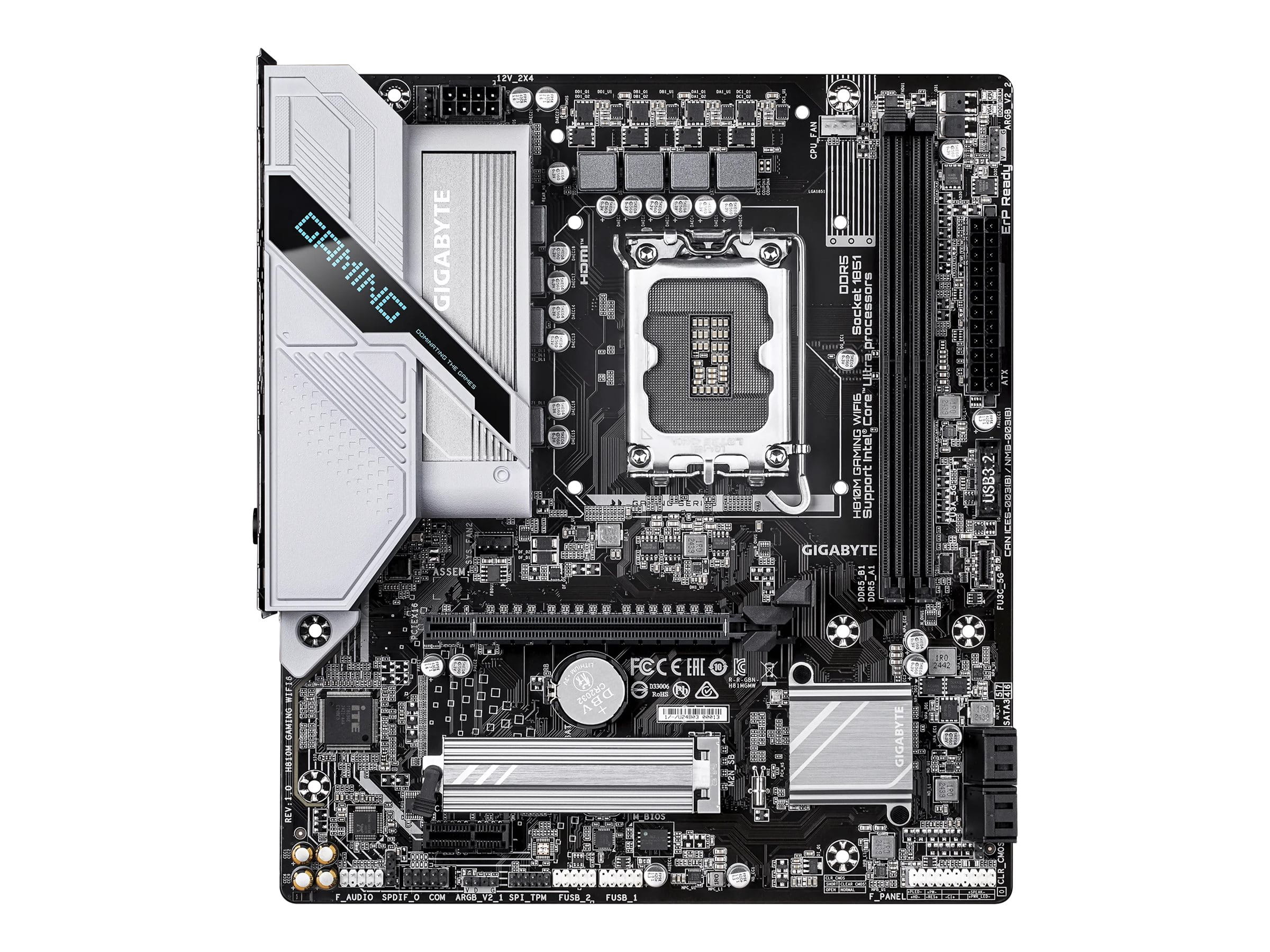 Gigabyte H810M GAMING WIFI6 - Motherboard - micro ATX - LGA1851 Sockel - H810 Chipsatz - USB-C 3.2 Gen 1, USB 3.2 Gen 1 - Wi-Fi 6, Bluetooth, 2.5 Gigabit LAN - Onboard-Grafik (CPU erforderlich)