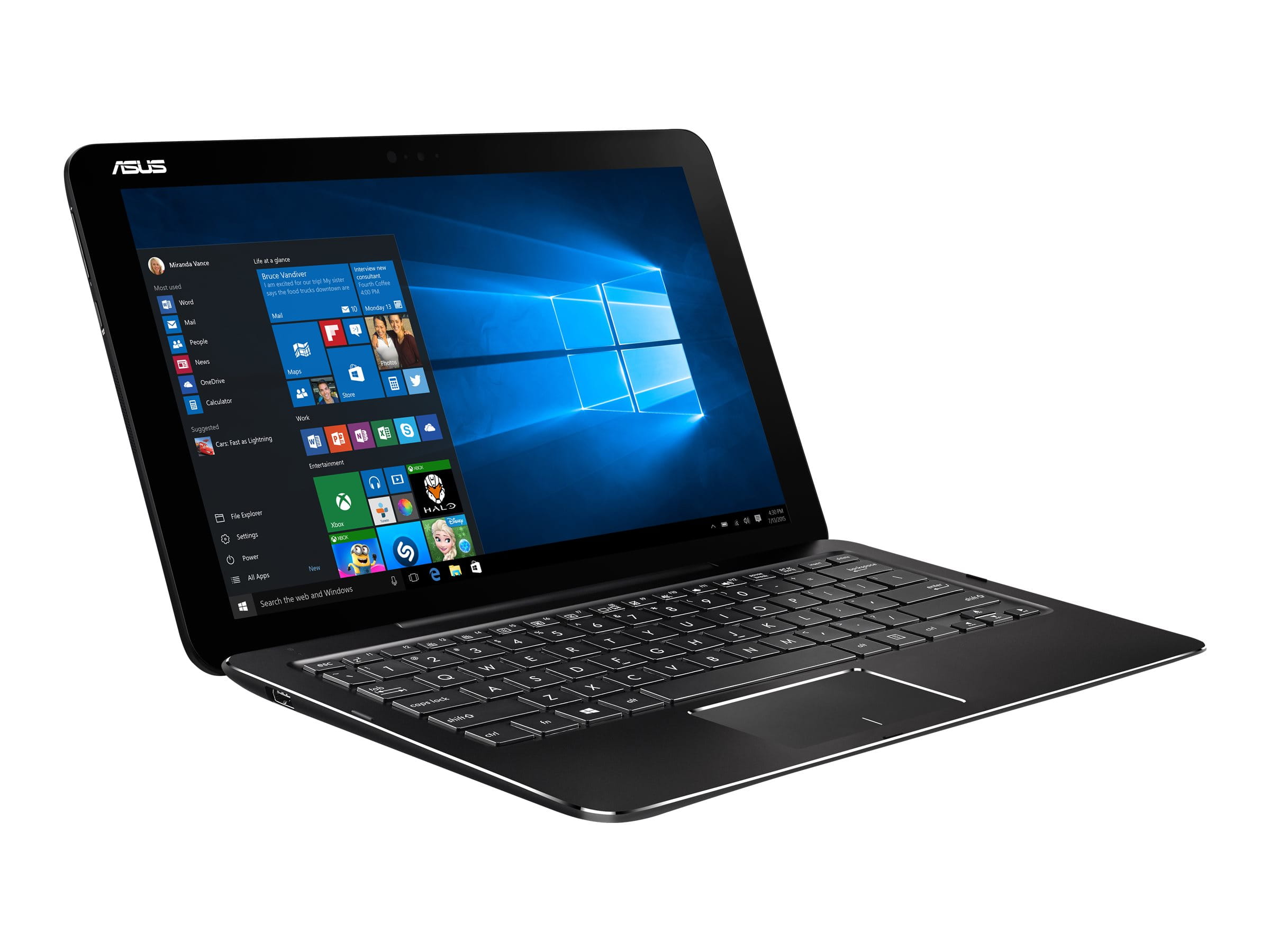ASUS Transformer Book T302CA FL012R - Tablet - mit Tastatur-Dock - Intel Core m3 6Y30 / 900 MHz - Win 10 Pro 64-Bit - HD Graphics 515 - 8 GB RAM - 256 GB SSD - 31.8 cm (12.5")