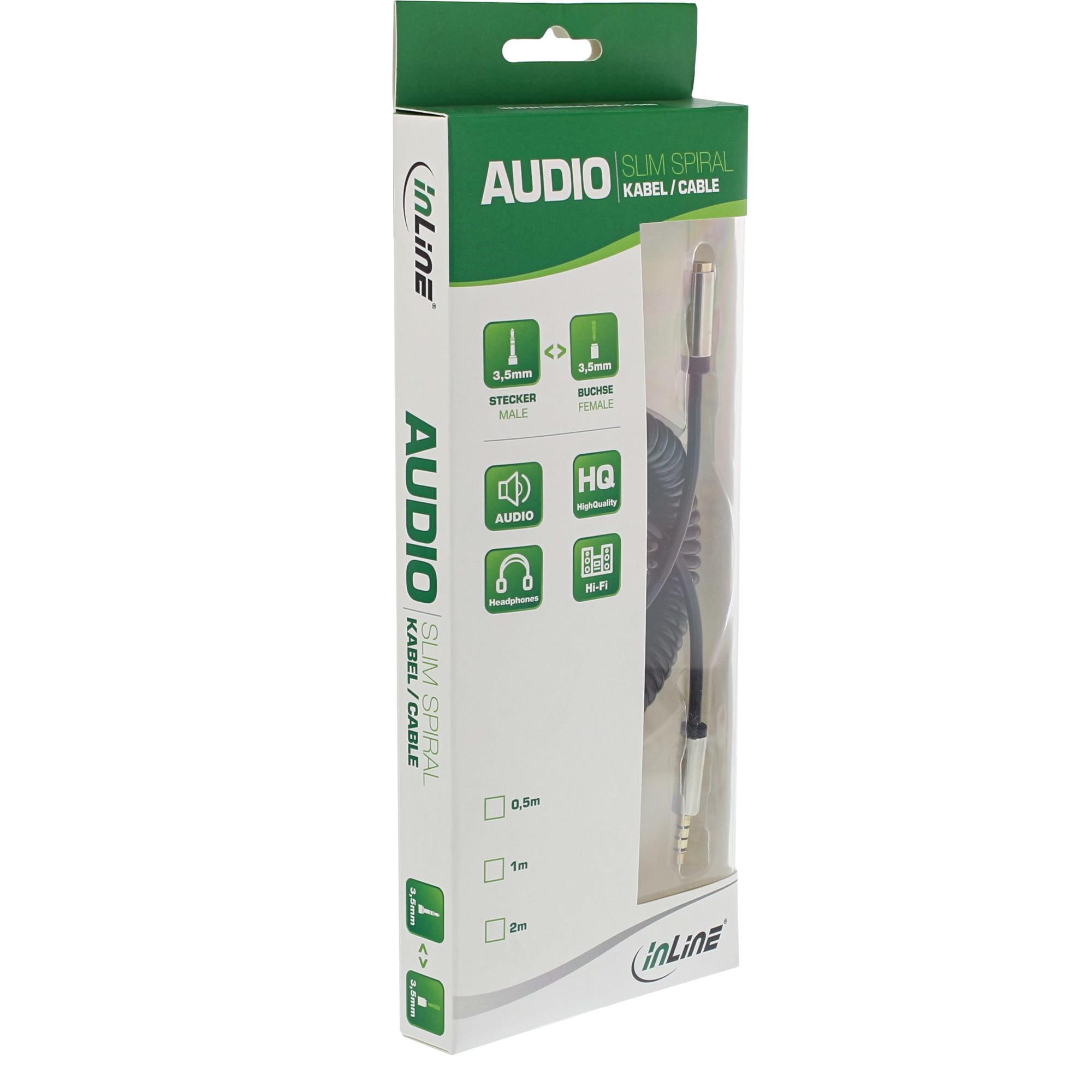 InLine Slim Audio Spiralkabel Klinke 3,5mm ST/BU - 4-polig - Stereo - 2m