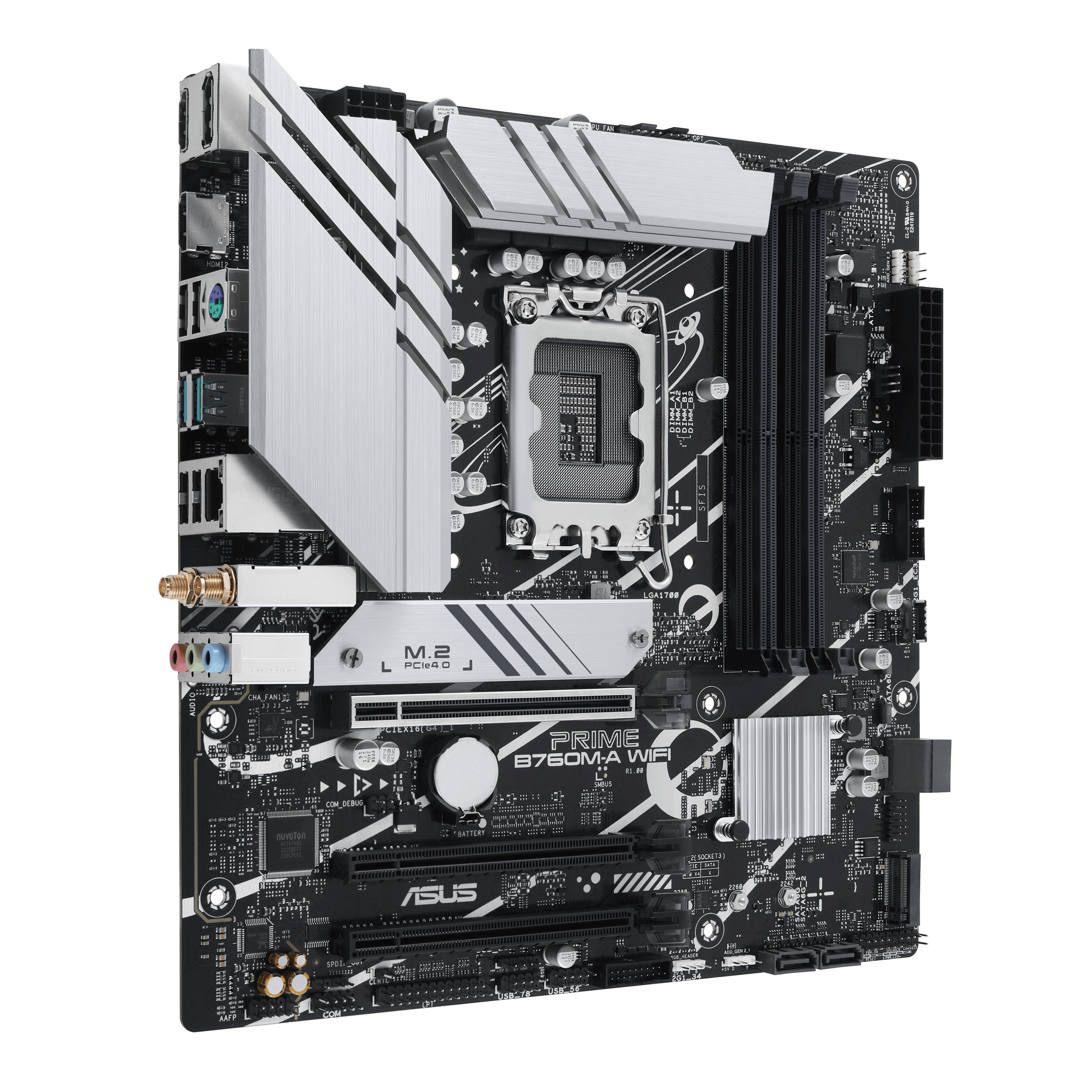 ASUS PRIME B760M-A WIFI - Motherboard - micro ATX - LGA1700-Sockel - B760 Chipsatz - USB 3.2 Gen 1, USB 3.2 Gen 2, USB-C 3.2 Gen 1 - 2.5 Gigabit LAN, Wi-Fi 6, Bluetooth - Onboard-Grafik (CPU erforderlich)