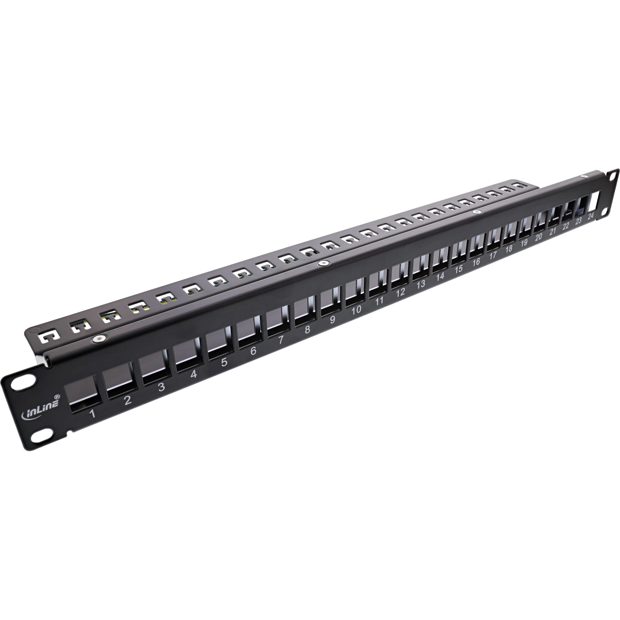 InLine Patchfeld 24-fach - Keystone Leerblech Patchpanel - 19" - 1HE - schwarz