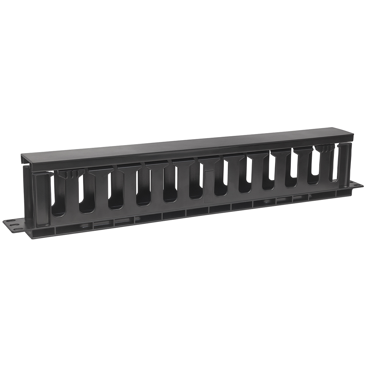 Intellinet Kabelmanagement für 19"-Schränke, 19"-Kabelführung, 1 HE, mit Abdeckung, schwarz - Rack-Kabelführungsplatte mit Abdeckung - Schwarz, RAL 9005 - 1U - 48.3 cm (19")